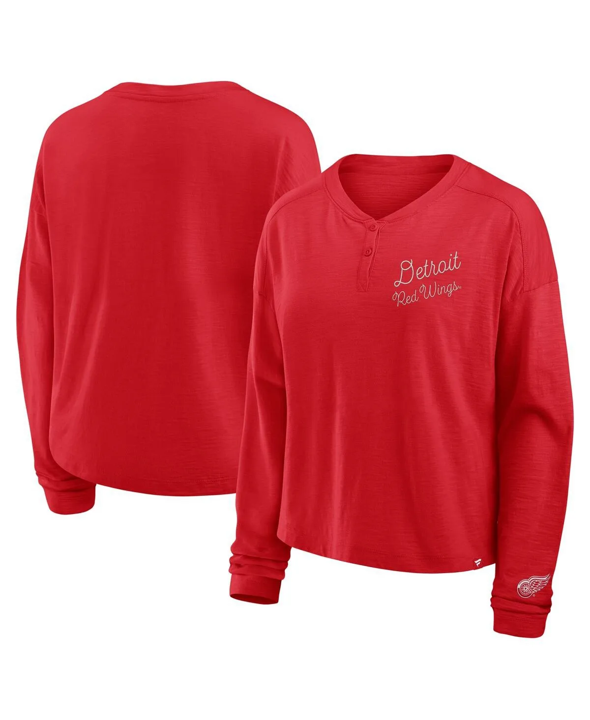 Detroit Red Wings Oversized All Out Effort Long Sleeve Henley T-Shirt by Fanatics