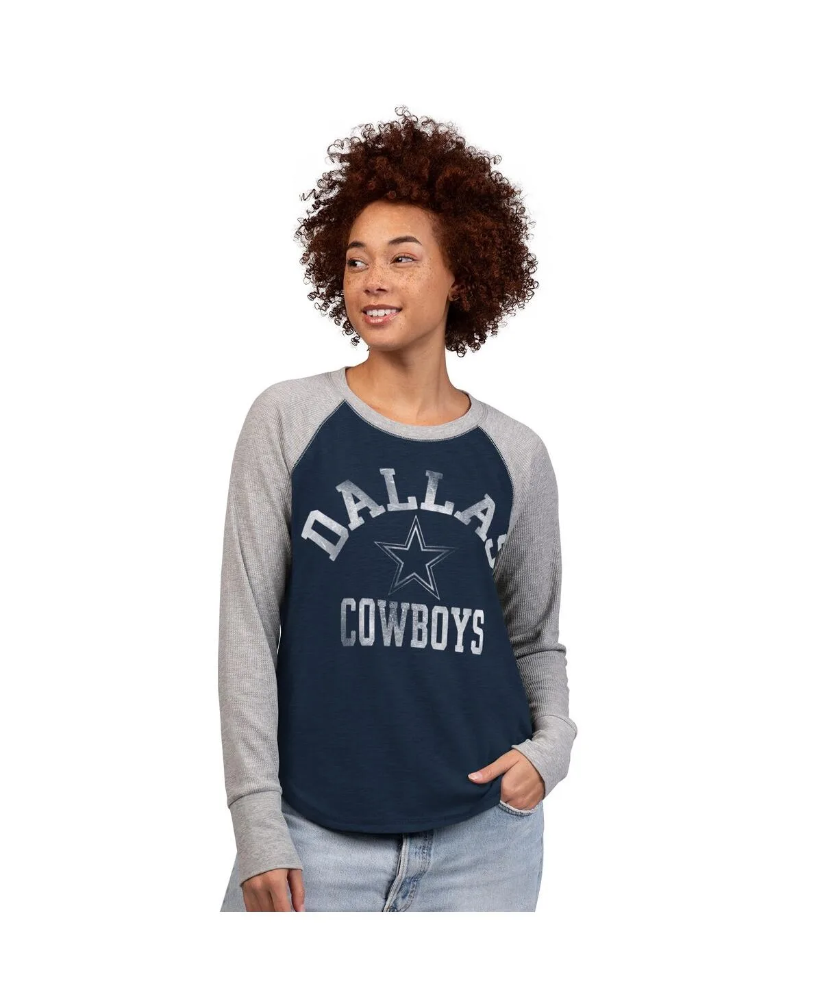 Dallas Cowboys Waffle Knit Raglan Long-Sleeve T-Shirt by G-iii 4her By Carl Banks