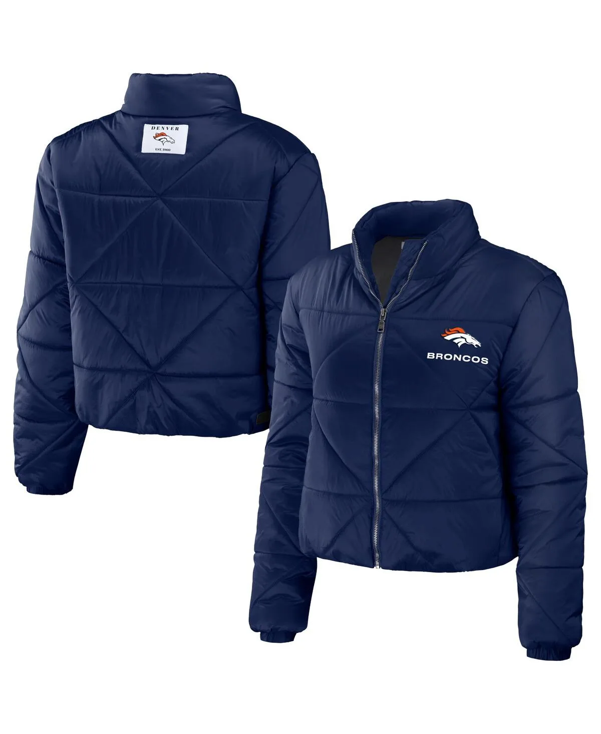 Denver Broncos Cropped Puffer Full-Zip Jacket by Wear By Erin Andrews