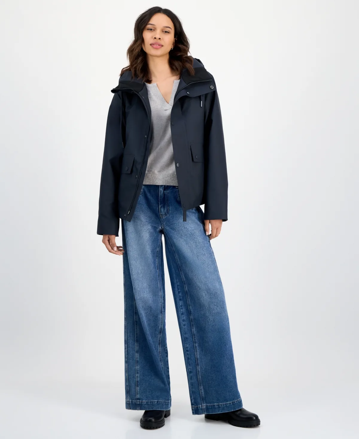 Snap-Front Hooded Waterproof Jacket by Rains