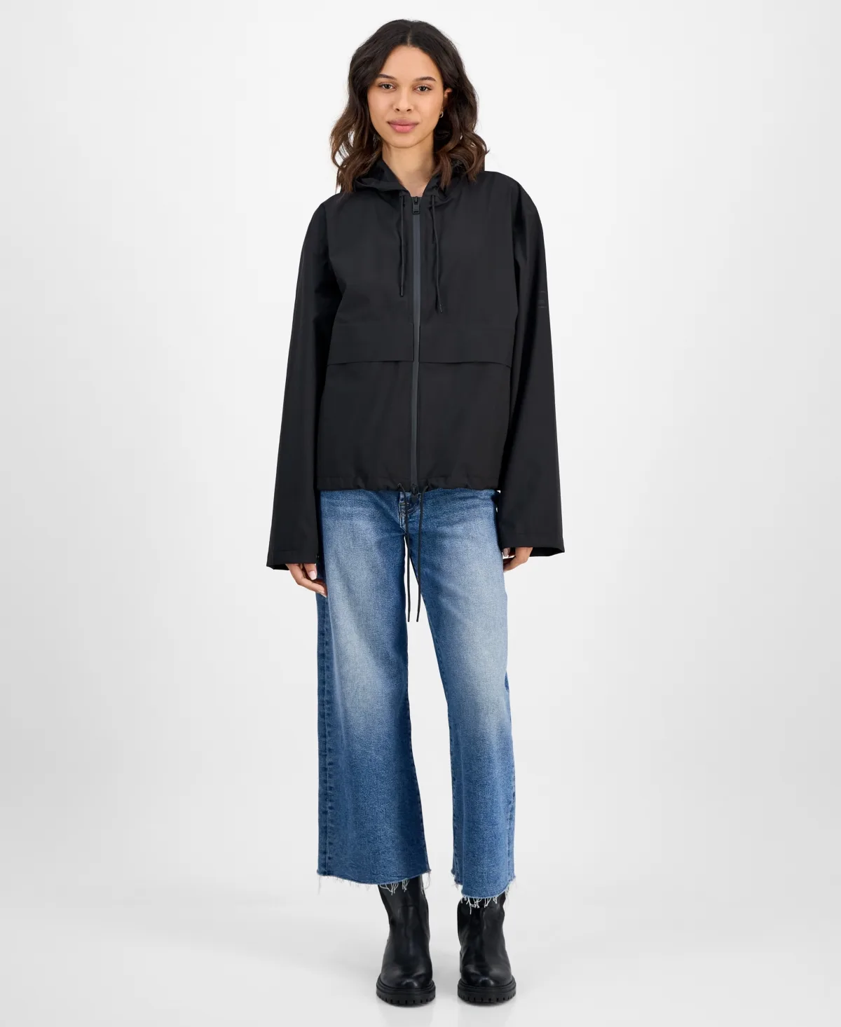 Zip-Front Hooded Drawstring Jacket by Rains