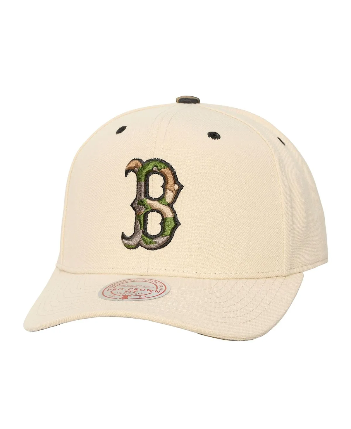 Boston Red Sox Camo Logo Pro Crown Snapback Hat by Mitchell & Ness
