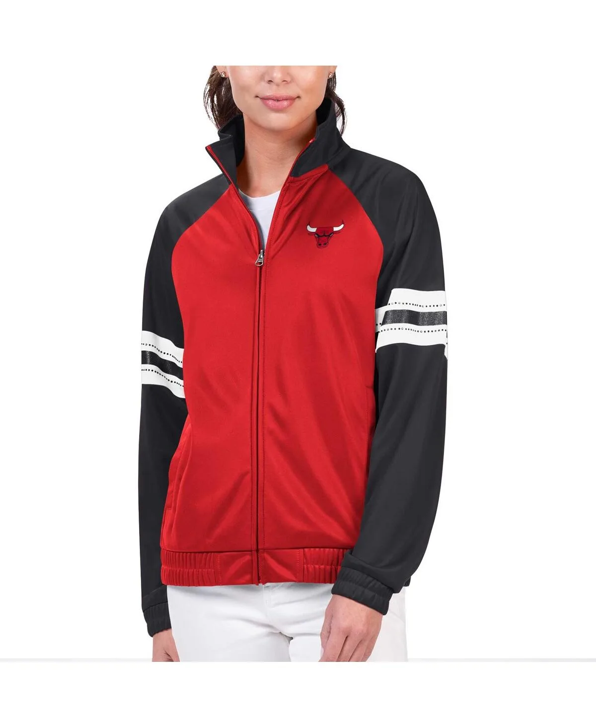Chicago Bulls Main Player Raglan Rhinestone Full-Zip Track Jacket