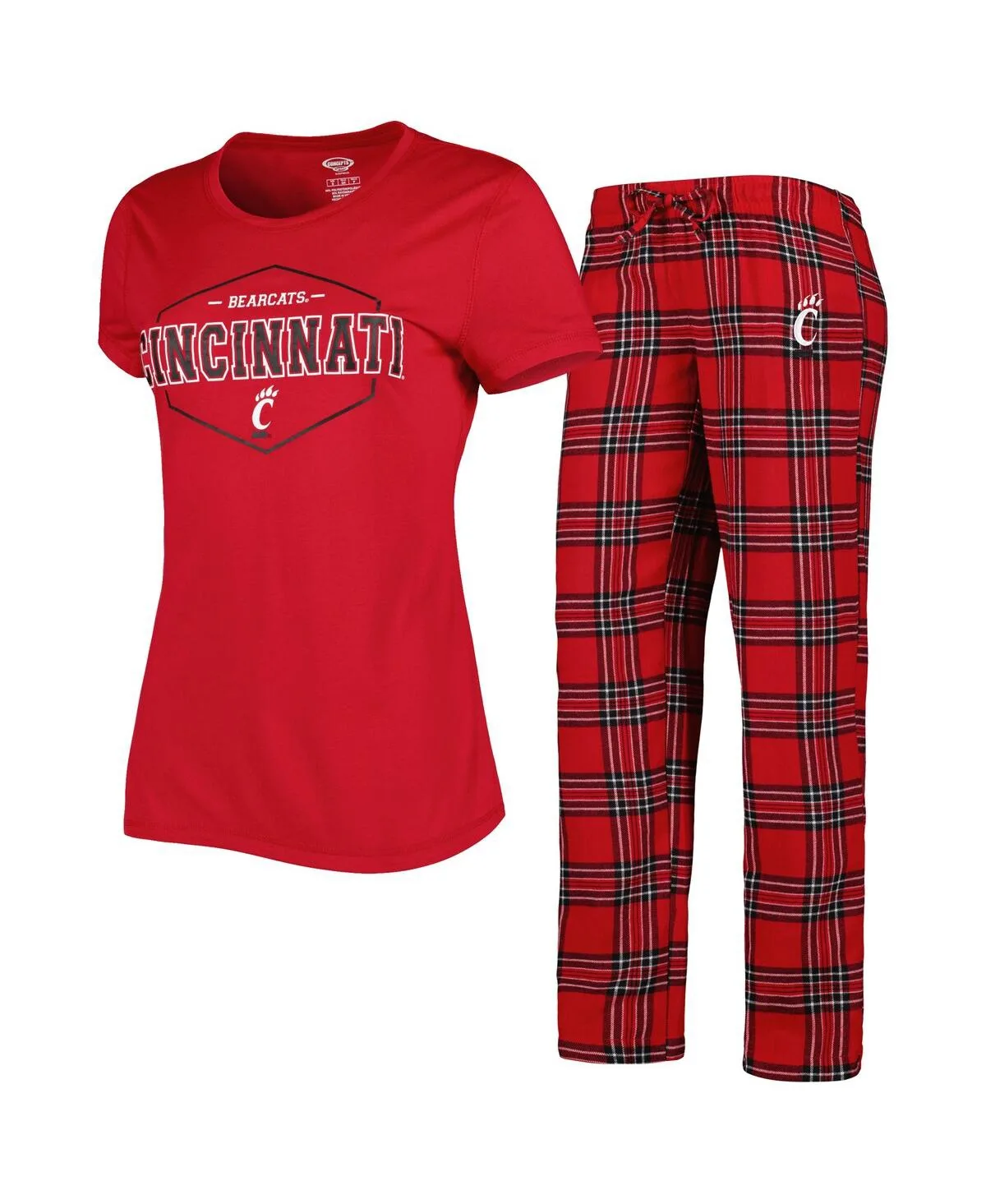 Cincinnati Bearcats Badge T-Shirt and Flannel Pants Sleep Set by Concepts Sport