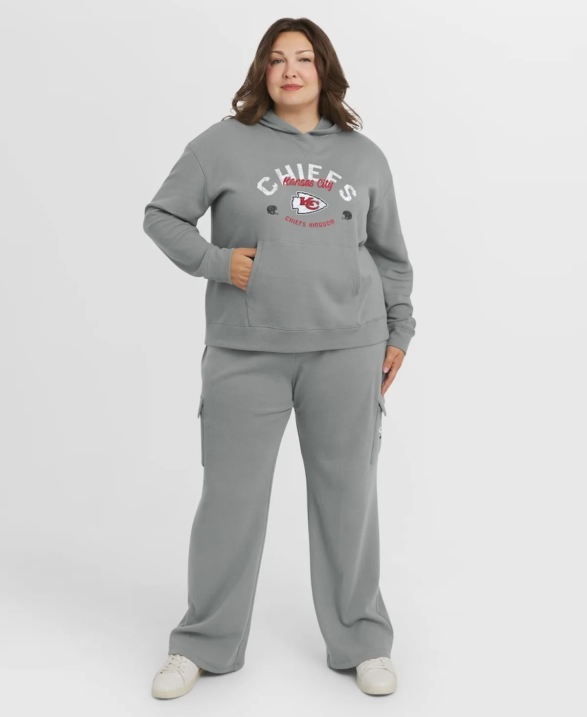 Kansas City Chiefs Waffle-Knit Long Sleeve Hooded Shirt & Pants Lounge Set by Wear By Erin Andrews