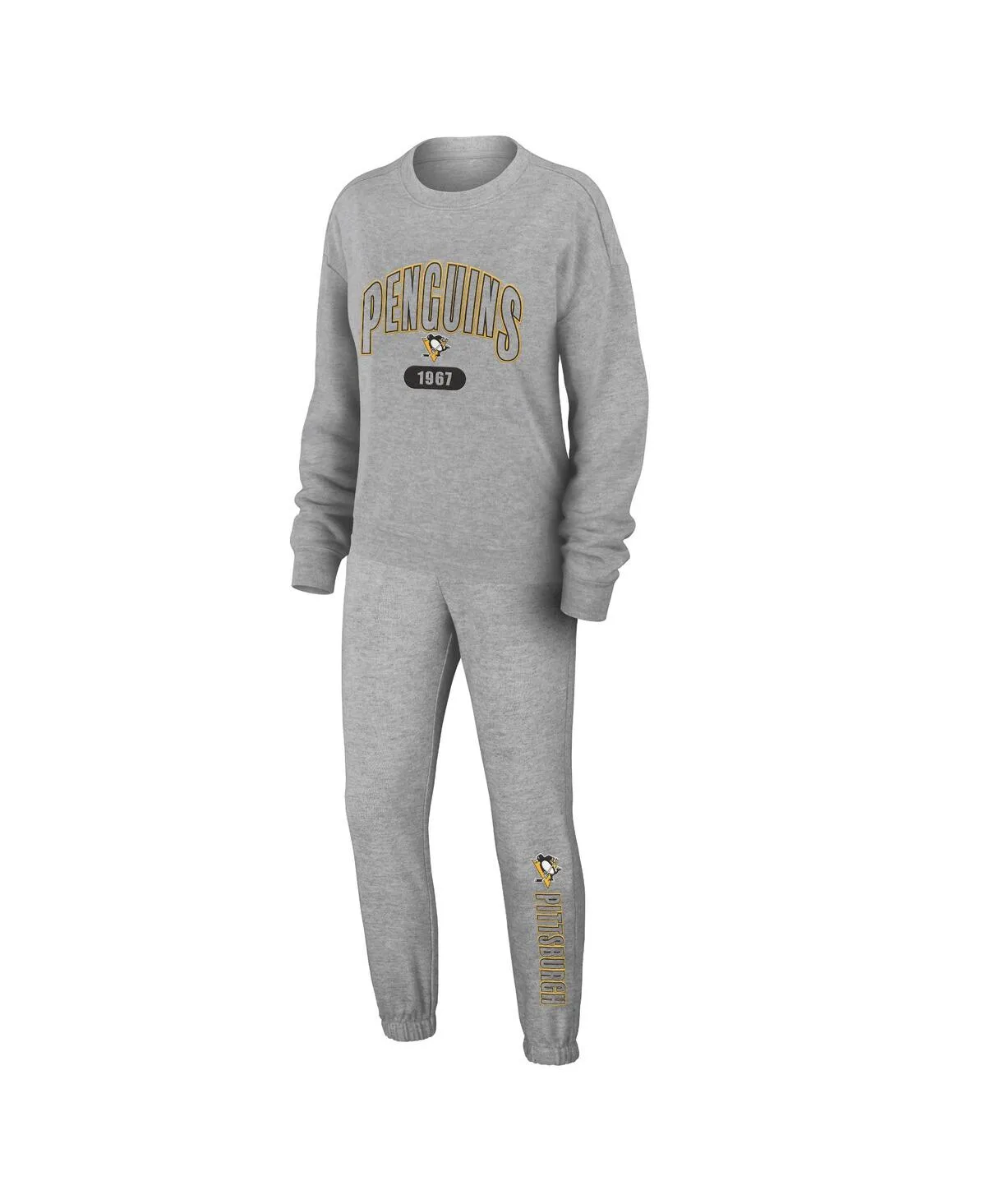 Pittsburgh Penguins Knit Long Sleeve Tri-Blend T-Shirt and Pants Sleep Set by Wear By Erin Andrews