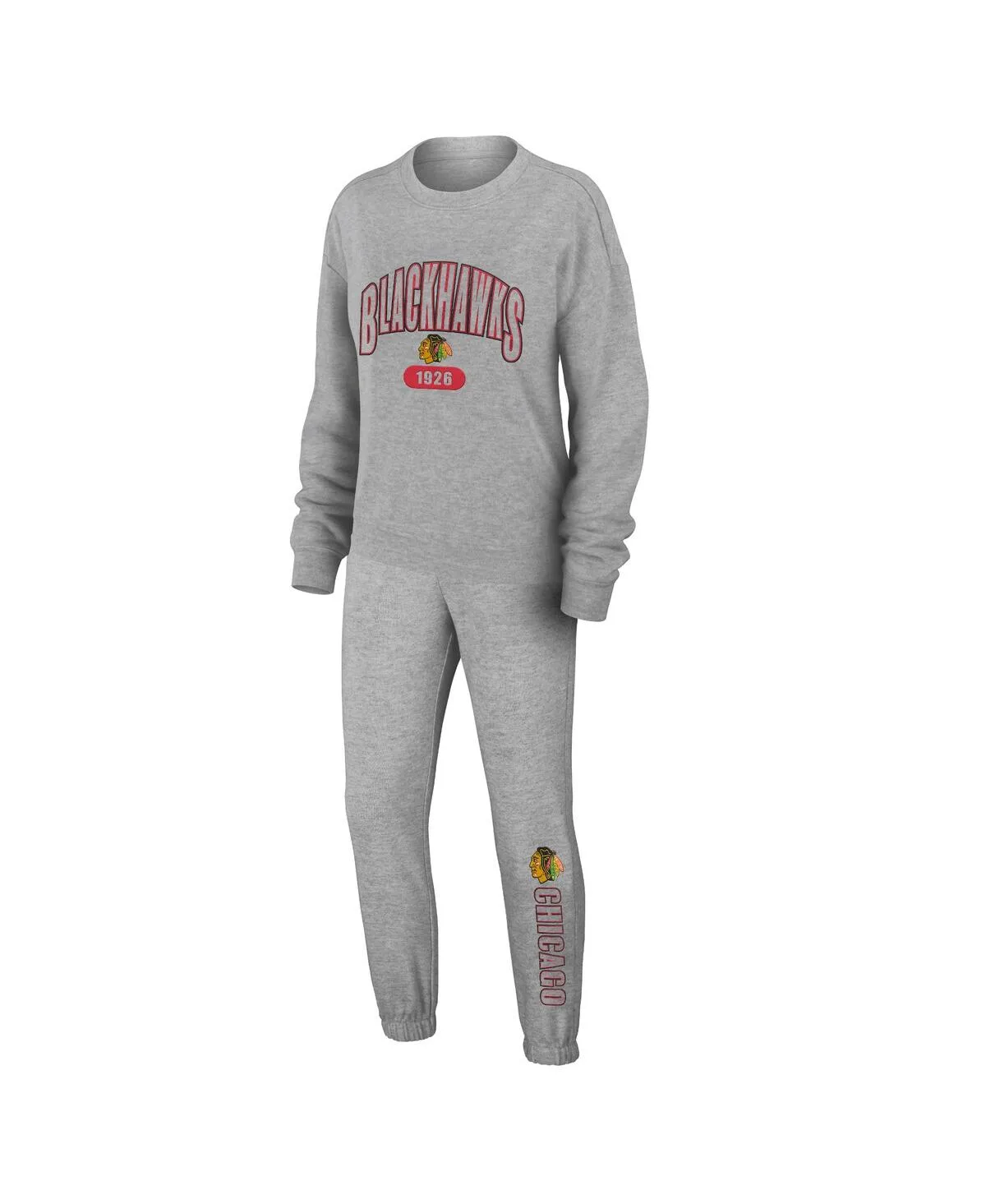 Chicago Blackhawks Knit Long Sleeve Tri-Blend T-Shirt Pants Sleep Set by Wear By Erin Andrews