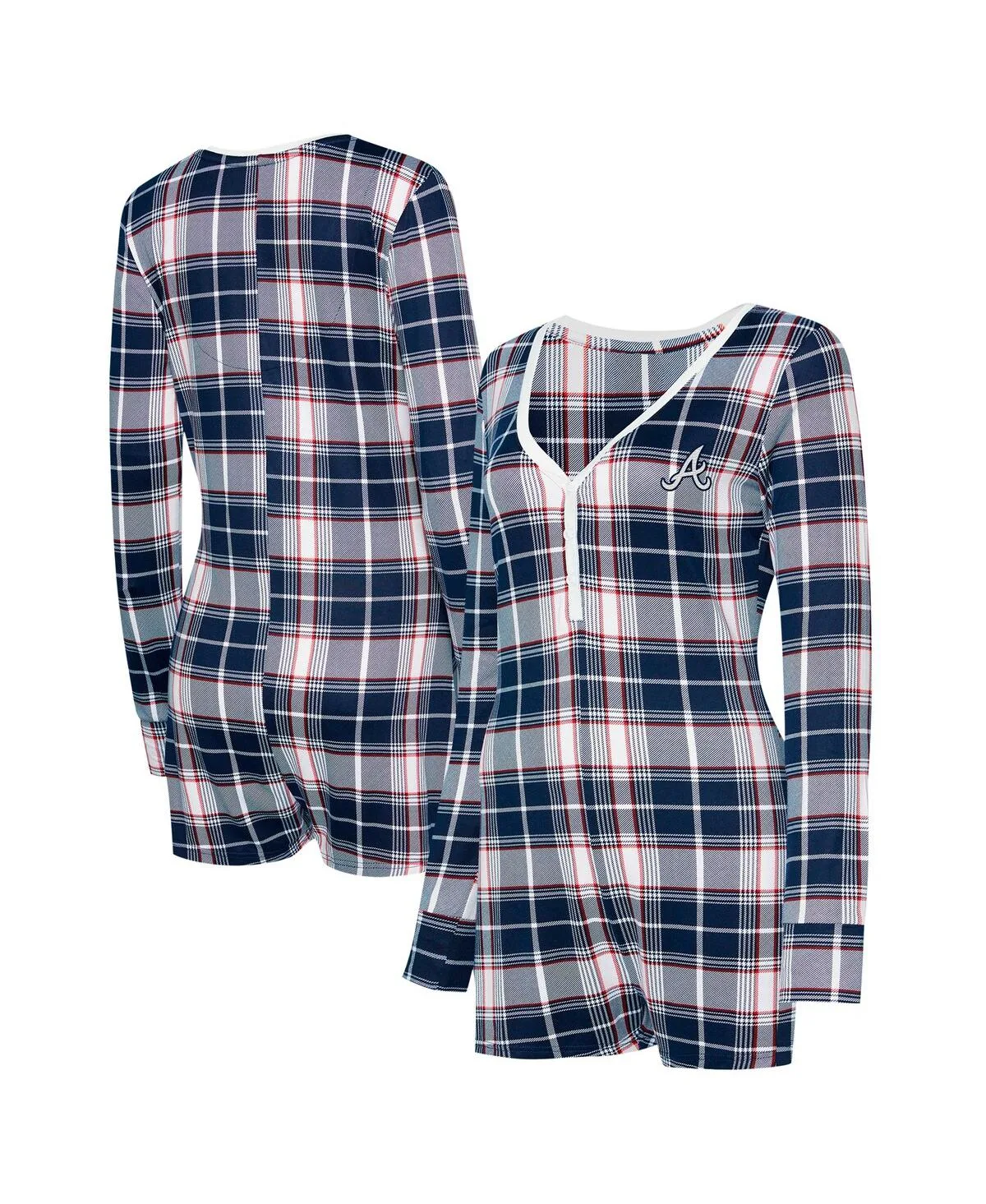 Atlanta Braves Ashford Plaid V-Neck Knit Romper by Concepts Sport