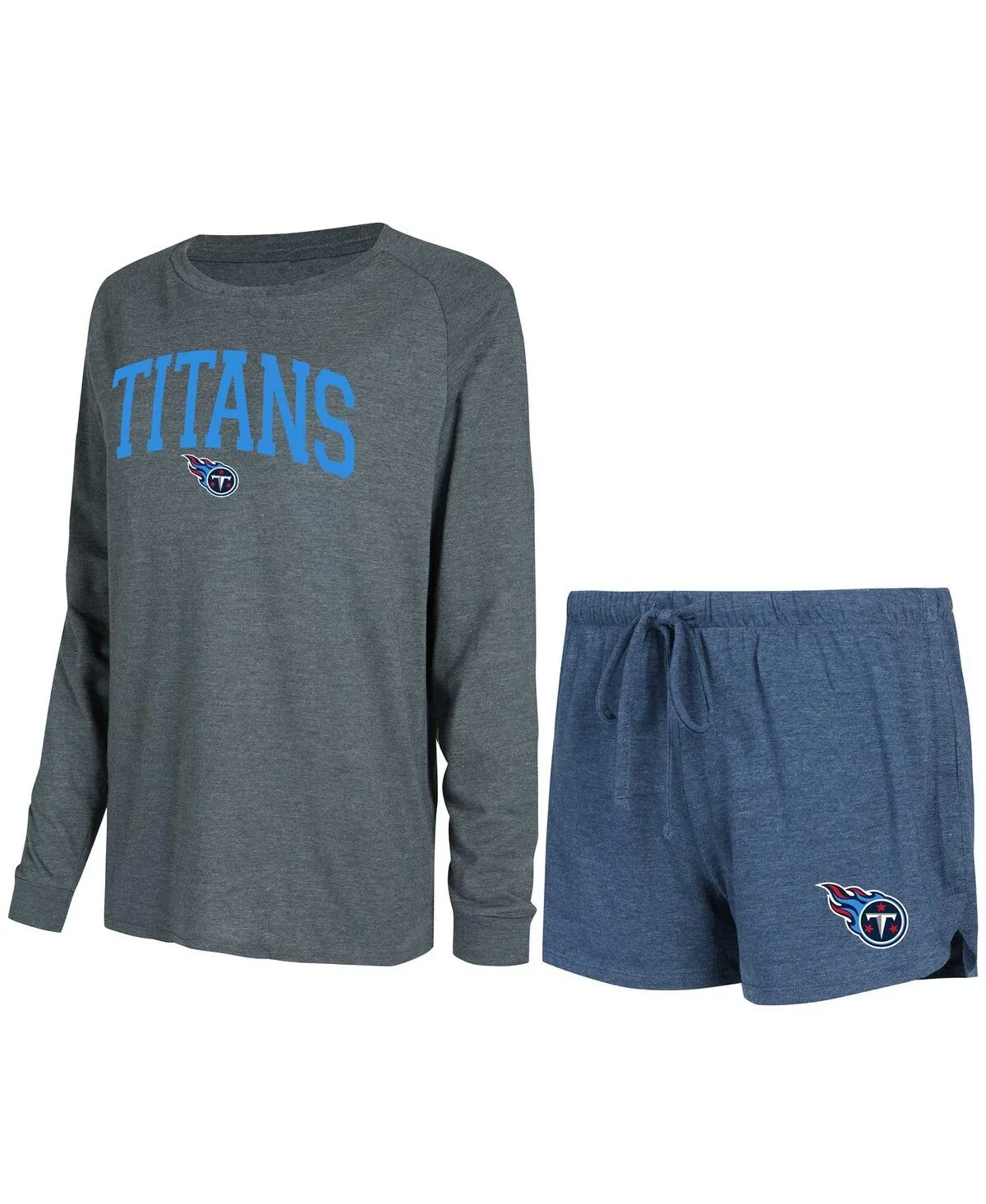 Tennessee Titans Raglan Long Sleeve T-Shirt and Shorts Lounge Set by Concepts Sport
