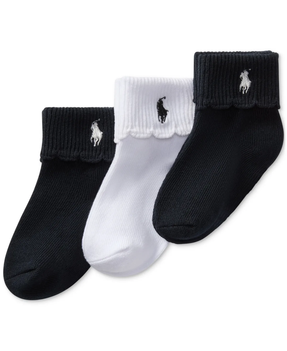 Polo Scallop Turn-Cuff Socks, 3 Pack by Polo Ralph Lauren