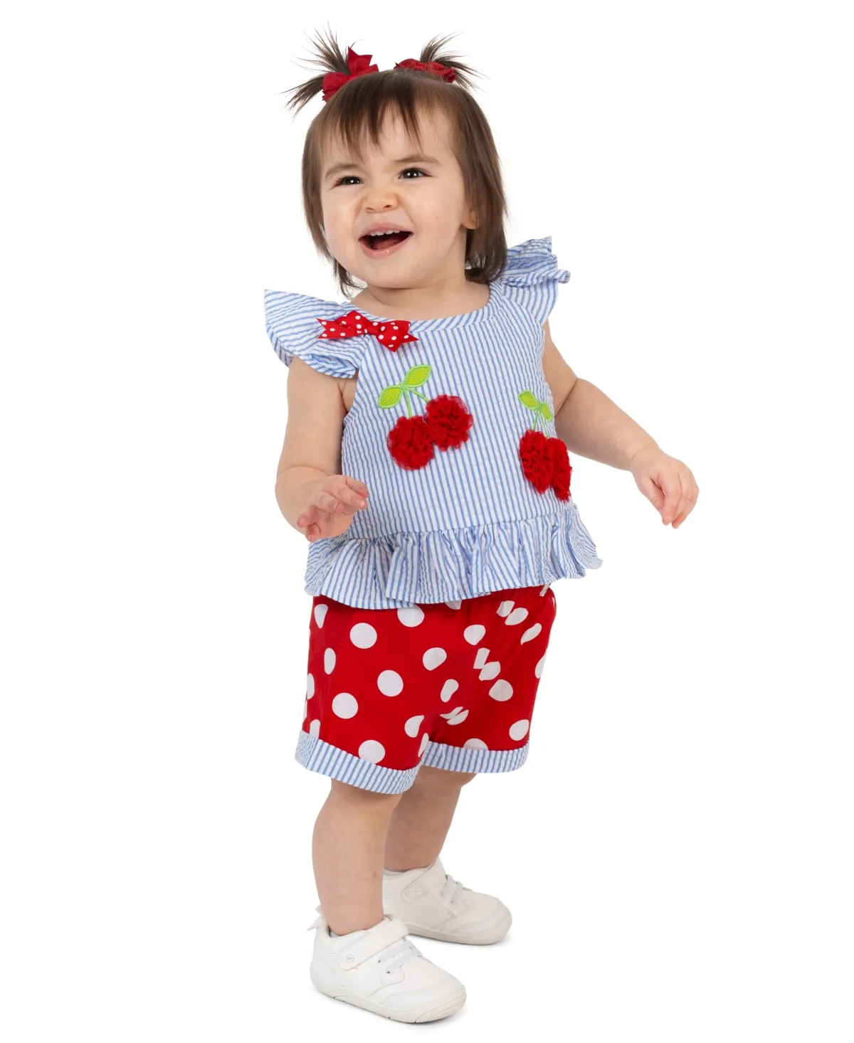 Flutter Sleeve Top and Elastic Waistband Shorts, 2-Piece Set by Rare Editions