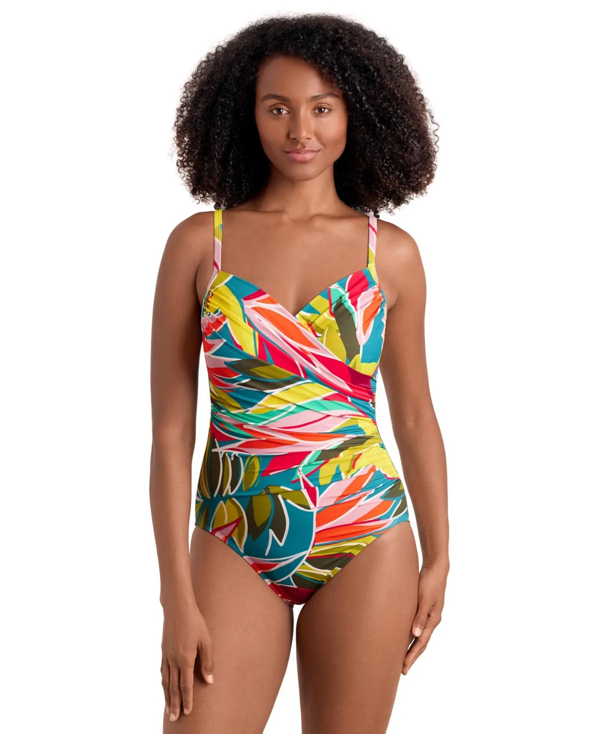 Surplice Neck One-Piece Swimsuit by Shapesolver