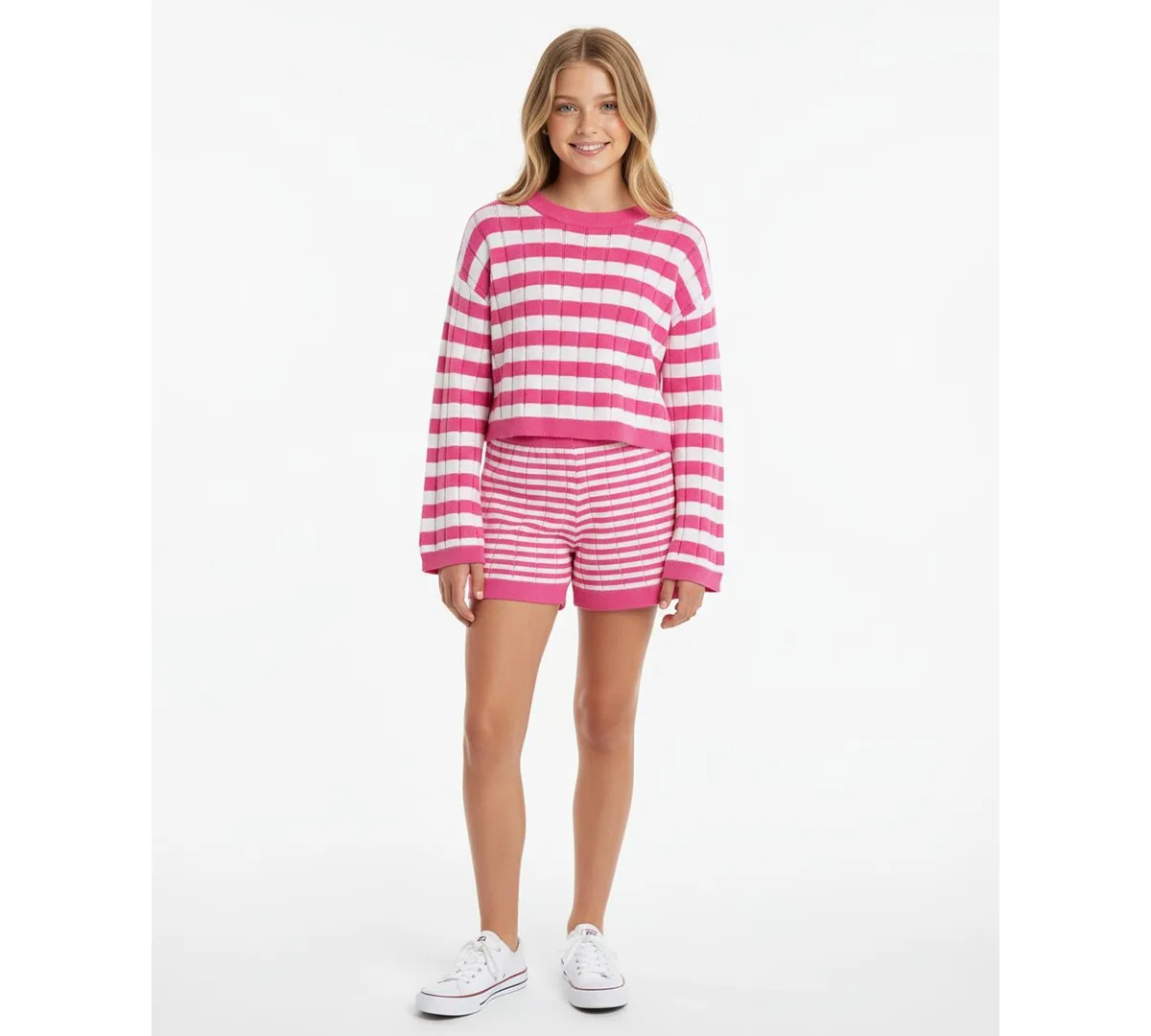 Mixed Stripe Sweater and Shorts, 2-Piece Set by H By Habitual