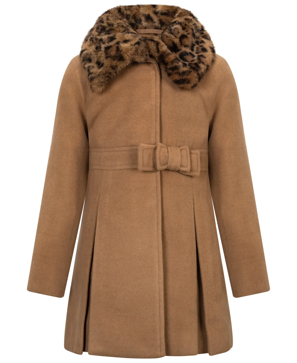 Long-Sleeve Bow Waist Coat with Fur Collar by S Rothschild & Co