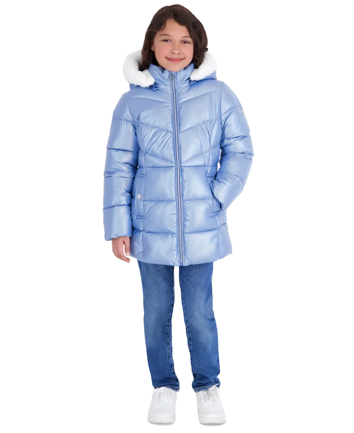 Pearlized Stadium Length Long-Sleeve Jacket by Michael Kors