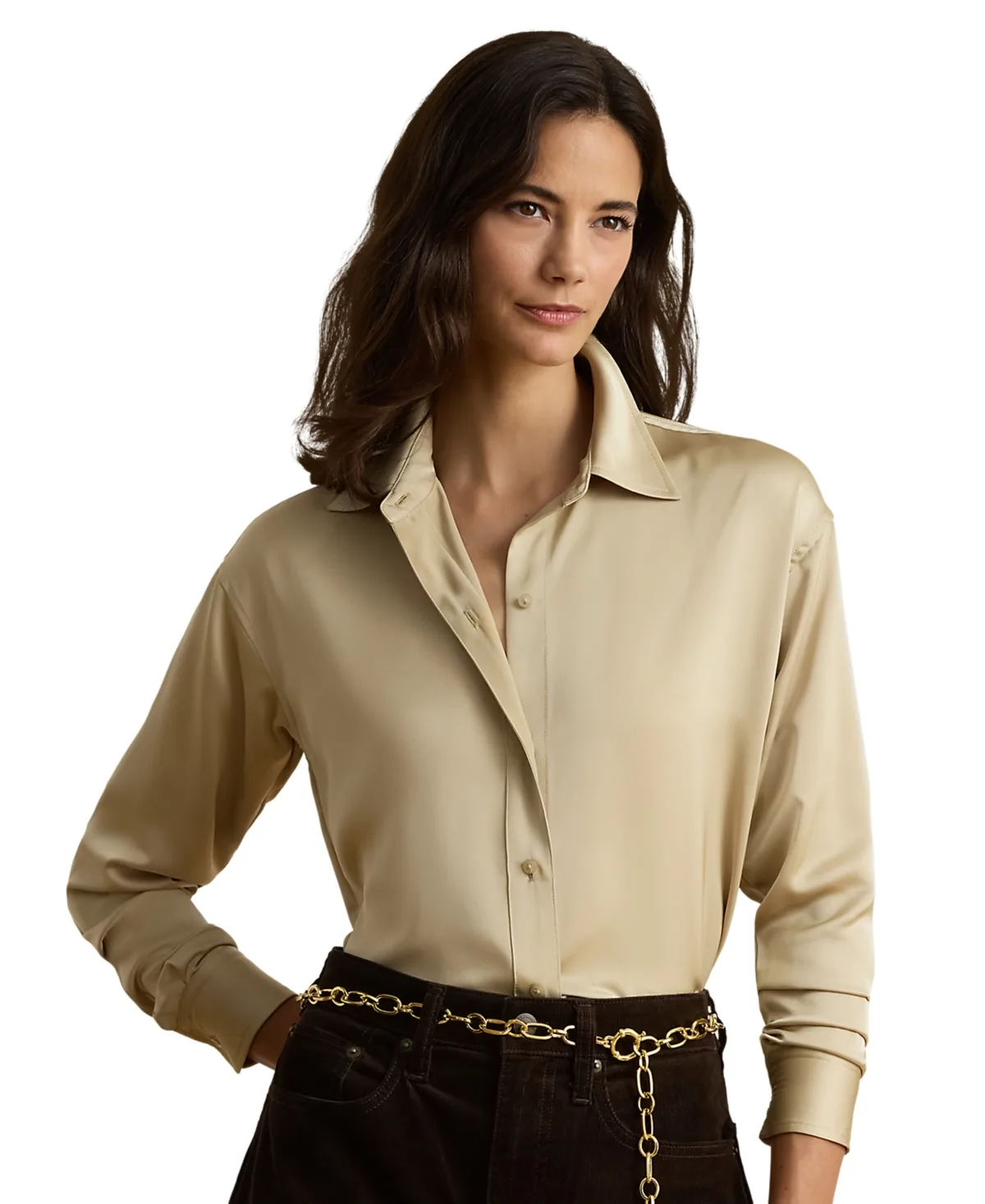 Relaxed-Fit Satin Charmeuse Shirt