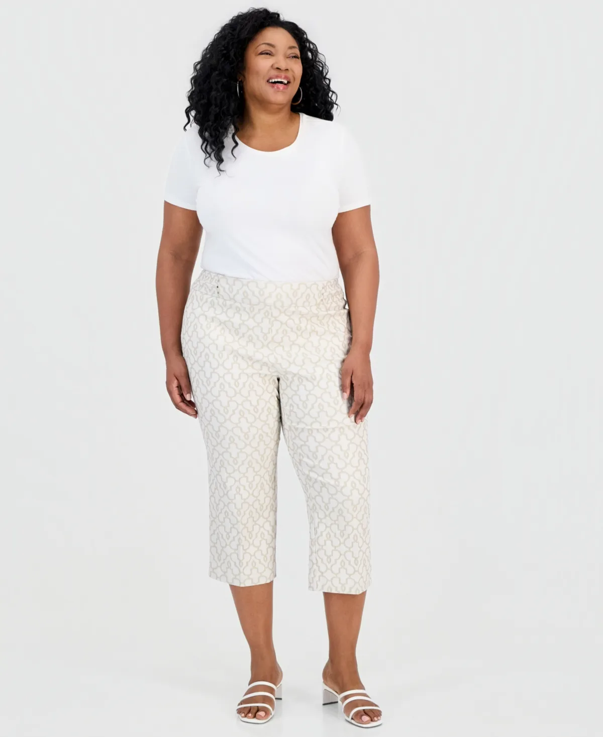 Jacquard Rivet Capri Pants by Jm Collection
