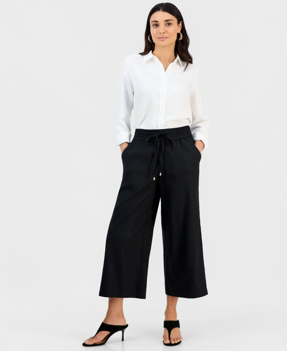 Cropped Linen Wide-Leg Pants by I.n.c. International Concepts