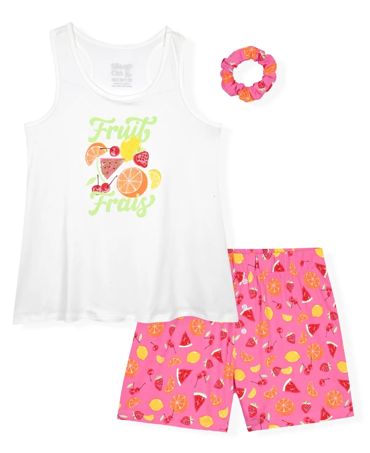 Sleeveless Tank Top, Pull-On Pajama with Scrunchie, 3-Piece Set by Max & Olivia