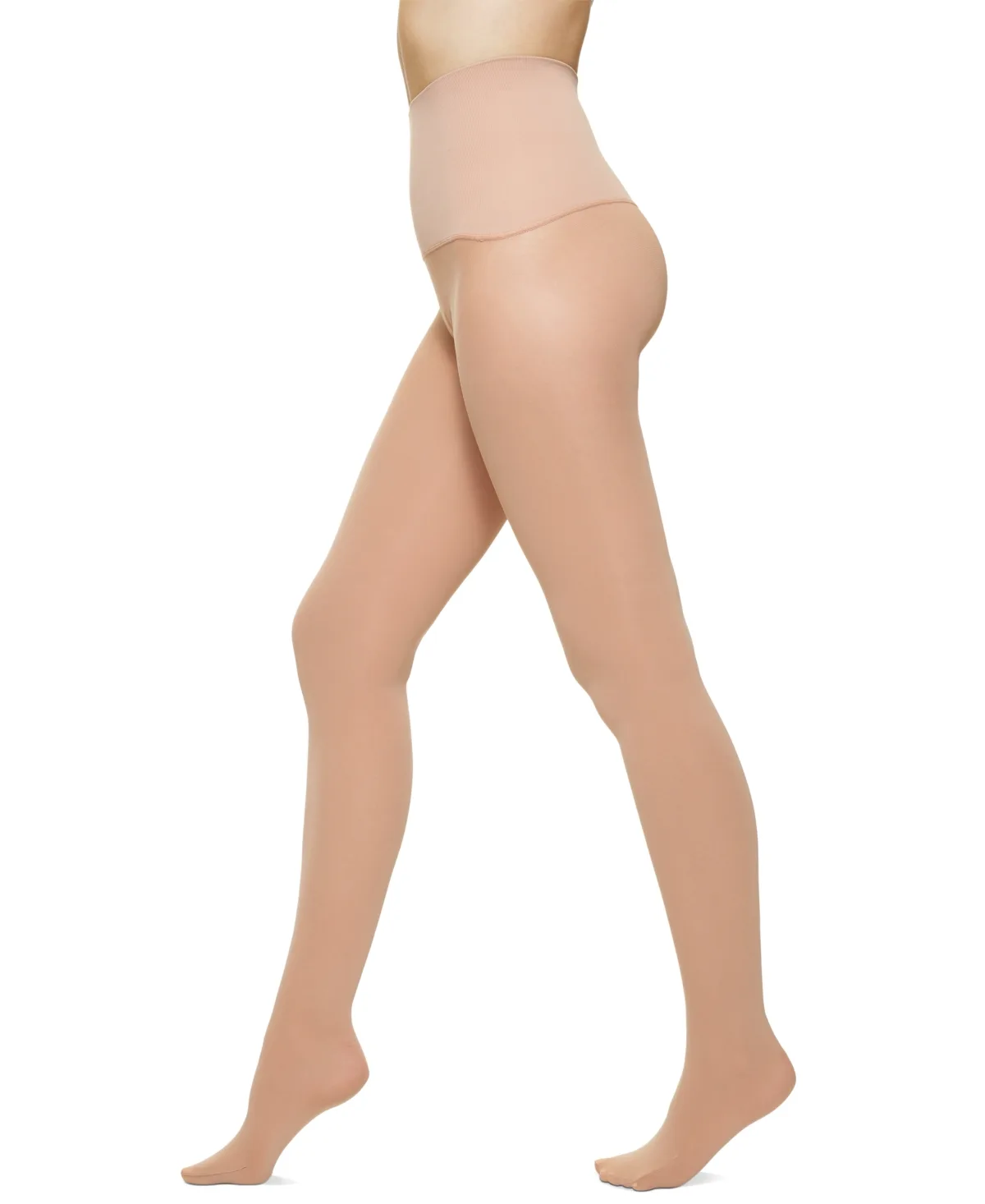 Yoga Waistband Ribbed-Front Tights by Hue