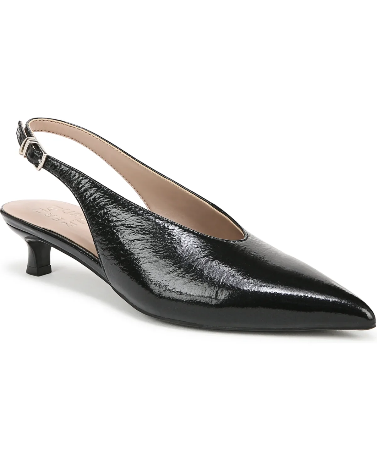 Nicolette Pointed Toe Kitten Heel Slingback Pumps