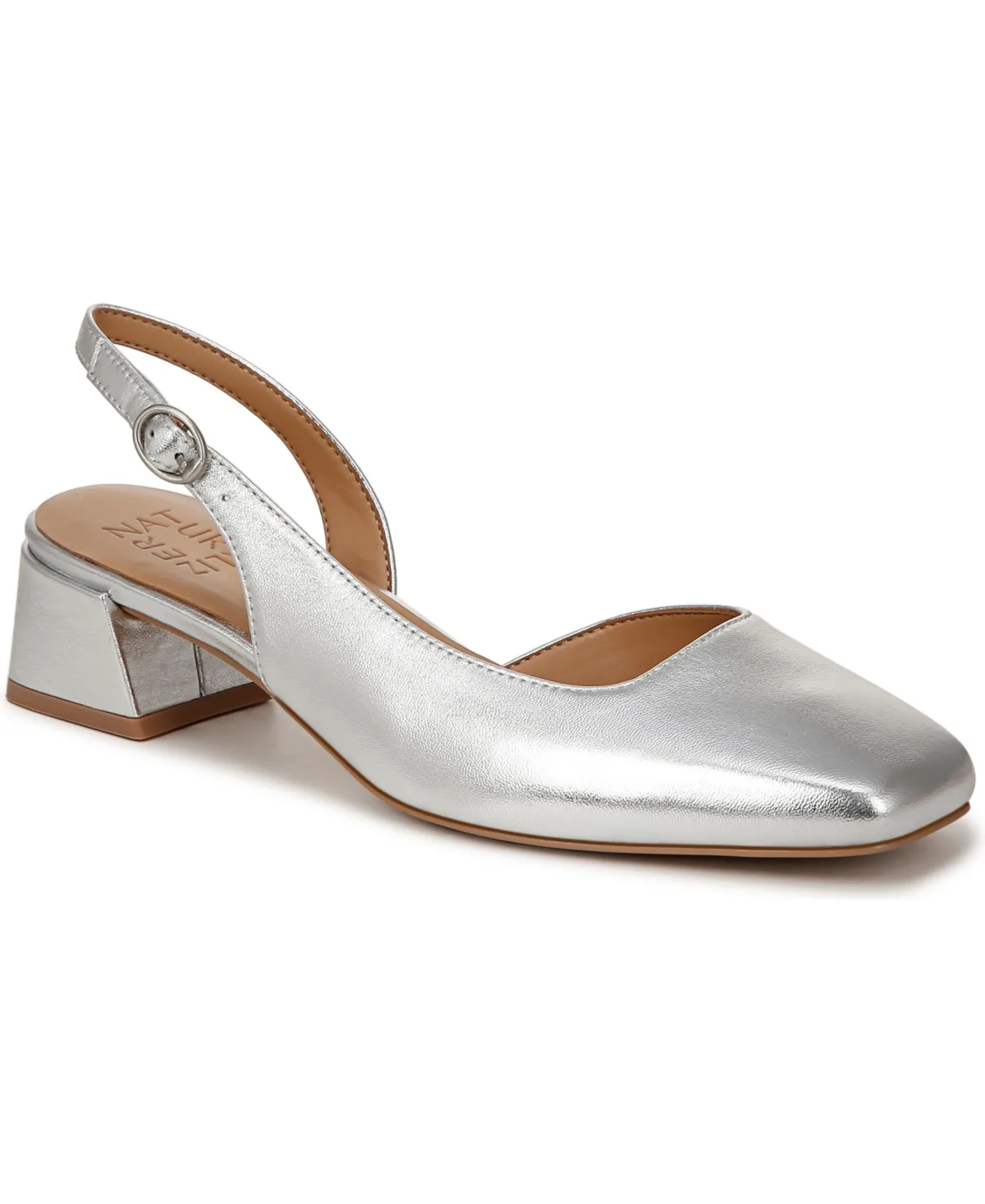Jayla Mid-Heel Square Toe Slingback Pumps