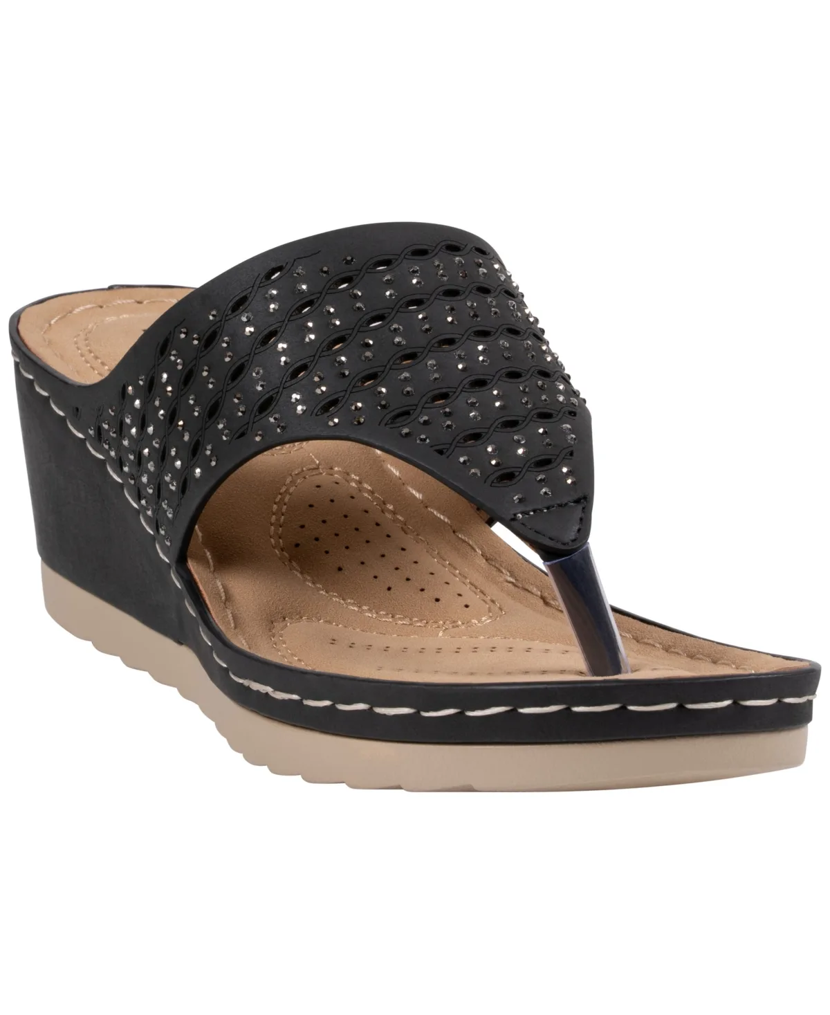 Dannay Embellished Thong Wedge Sandals by Gc Shoes