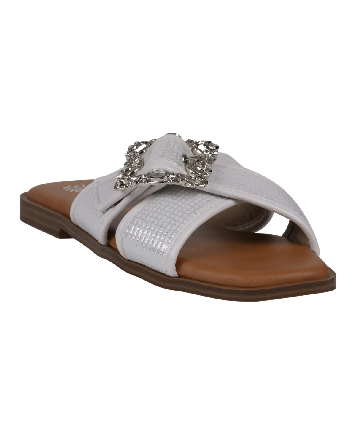 Ivy Embellished Buckle Slide Flat Sandals by Gc Shoes