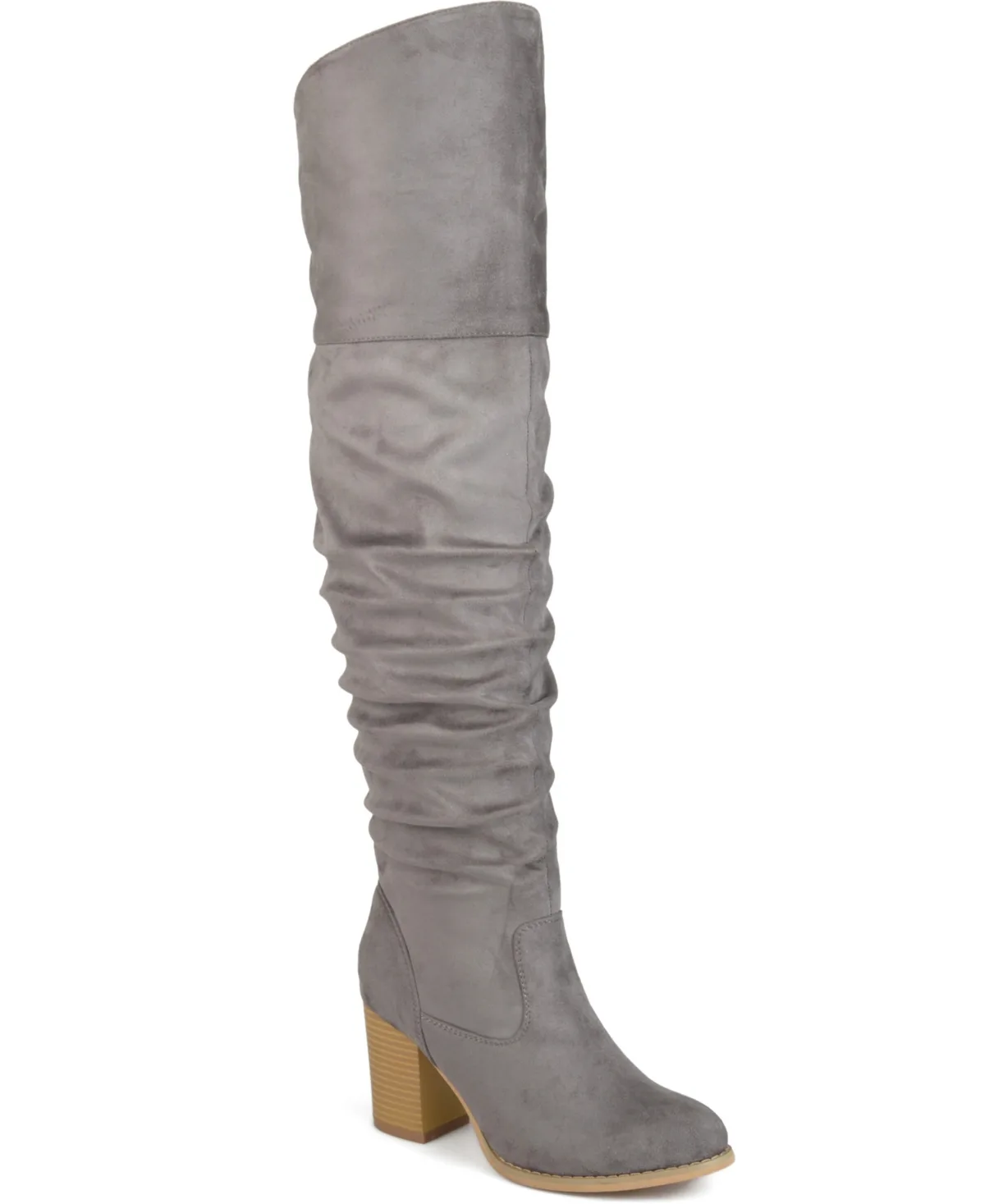 Kaison Wide Calf Stacked Heel Over the Knee Boots by Journee Collection