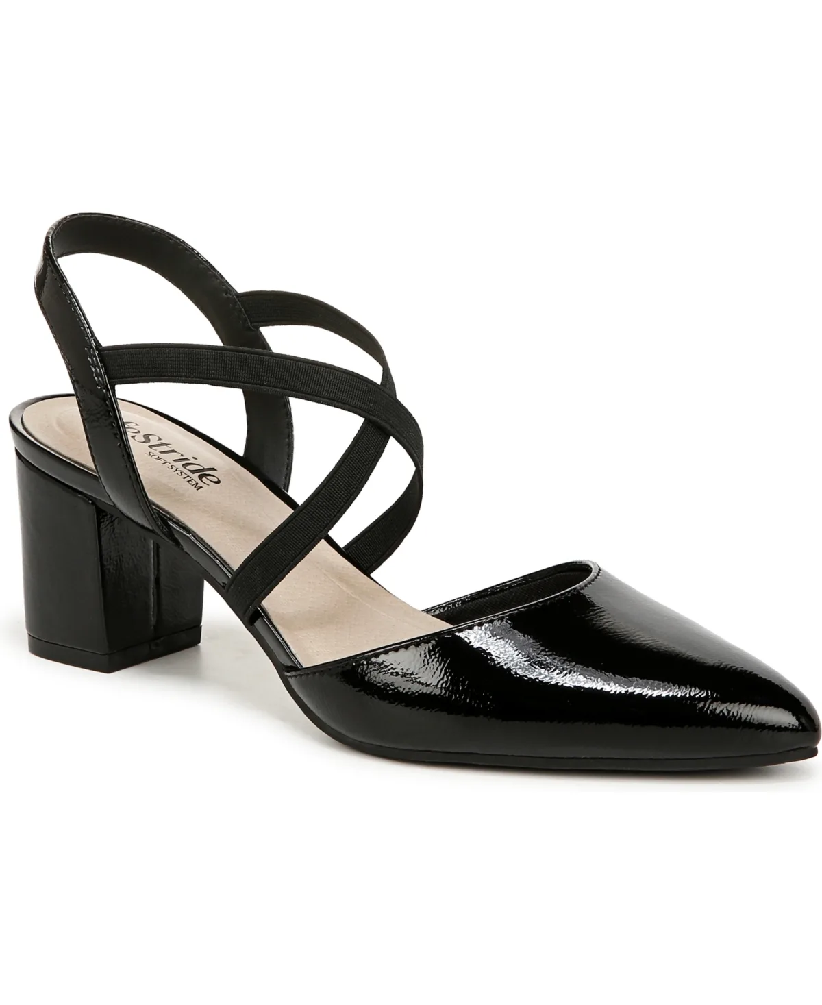 April Block Heel Ankle Strap Slingback Pumps