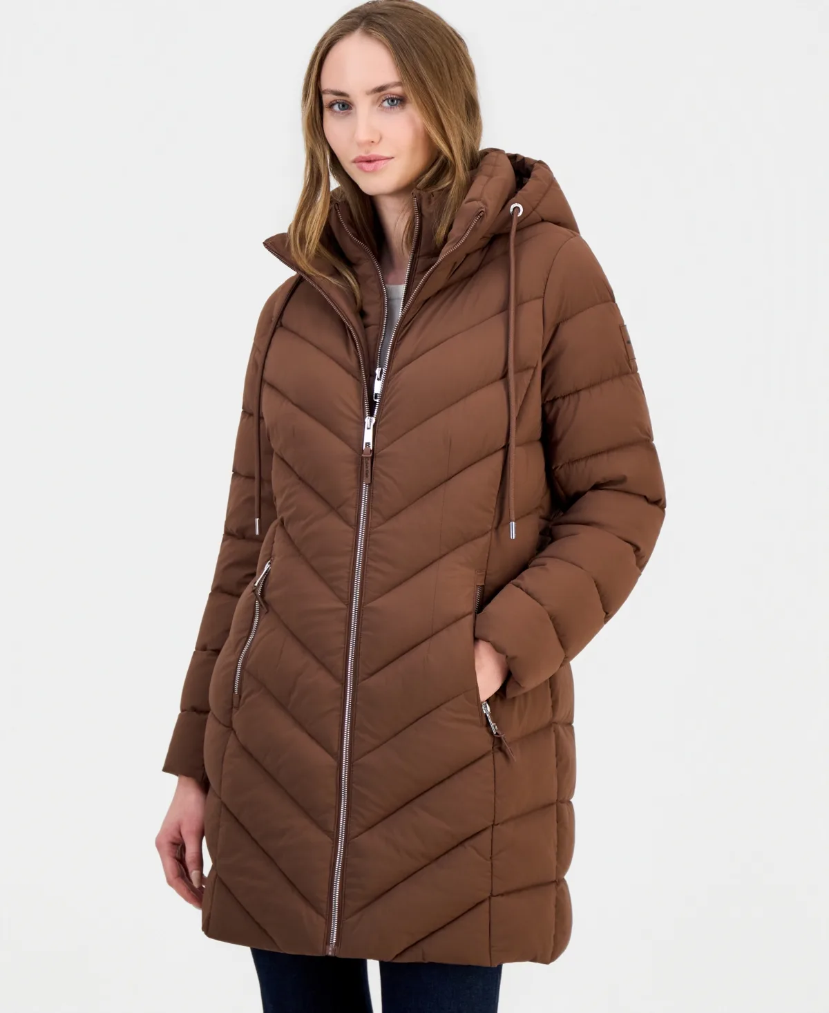 Bibbed Packable Puffer Coat by Calvin Klein