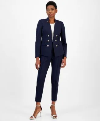 Faux Double Breasted Blazer Seamed Ponte Pants by Tahari Asl