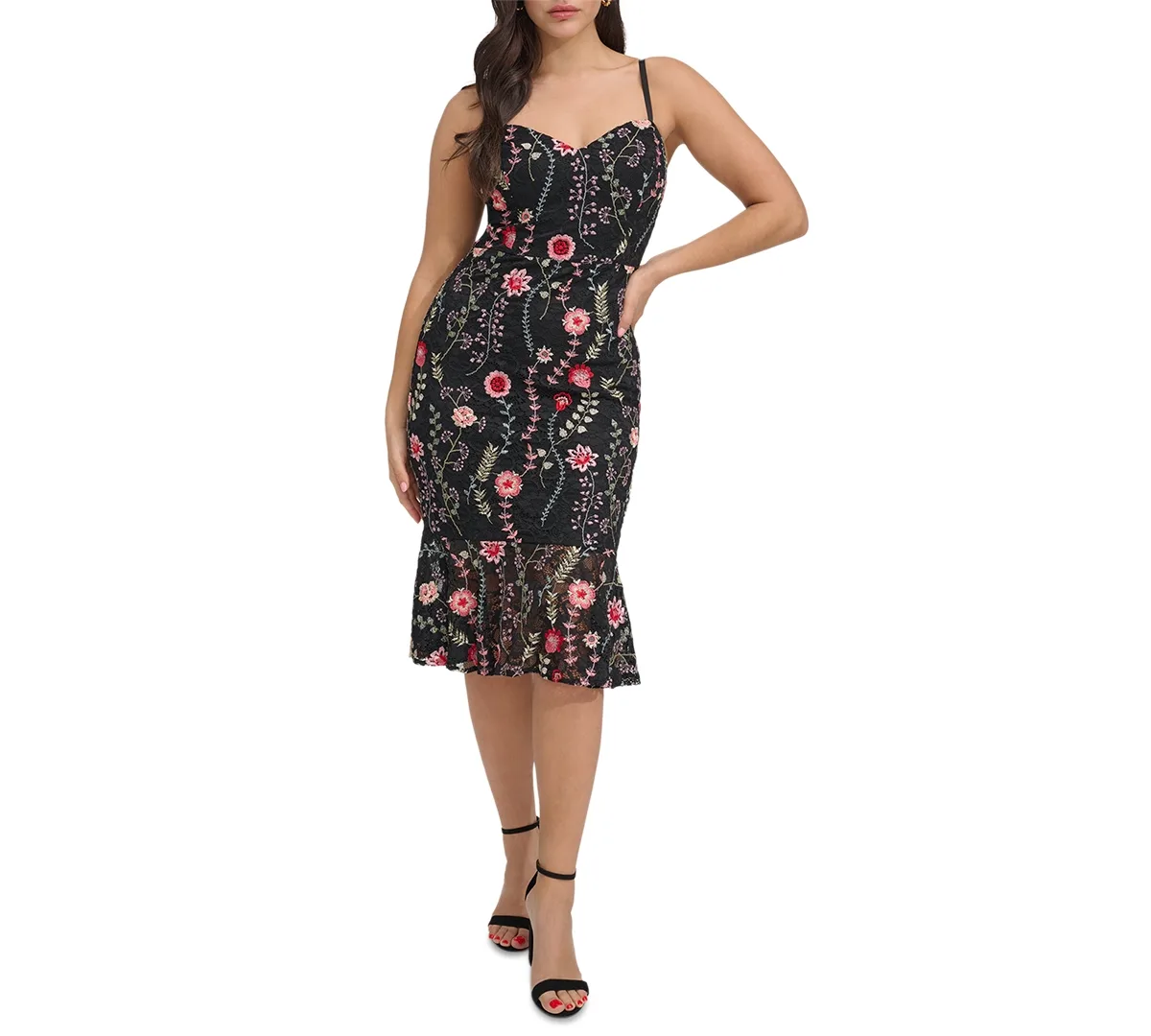 Embroidered Lace Midi Dress by Siena