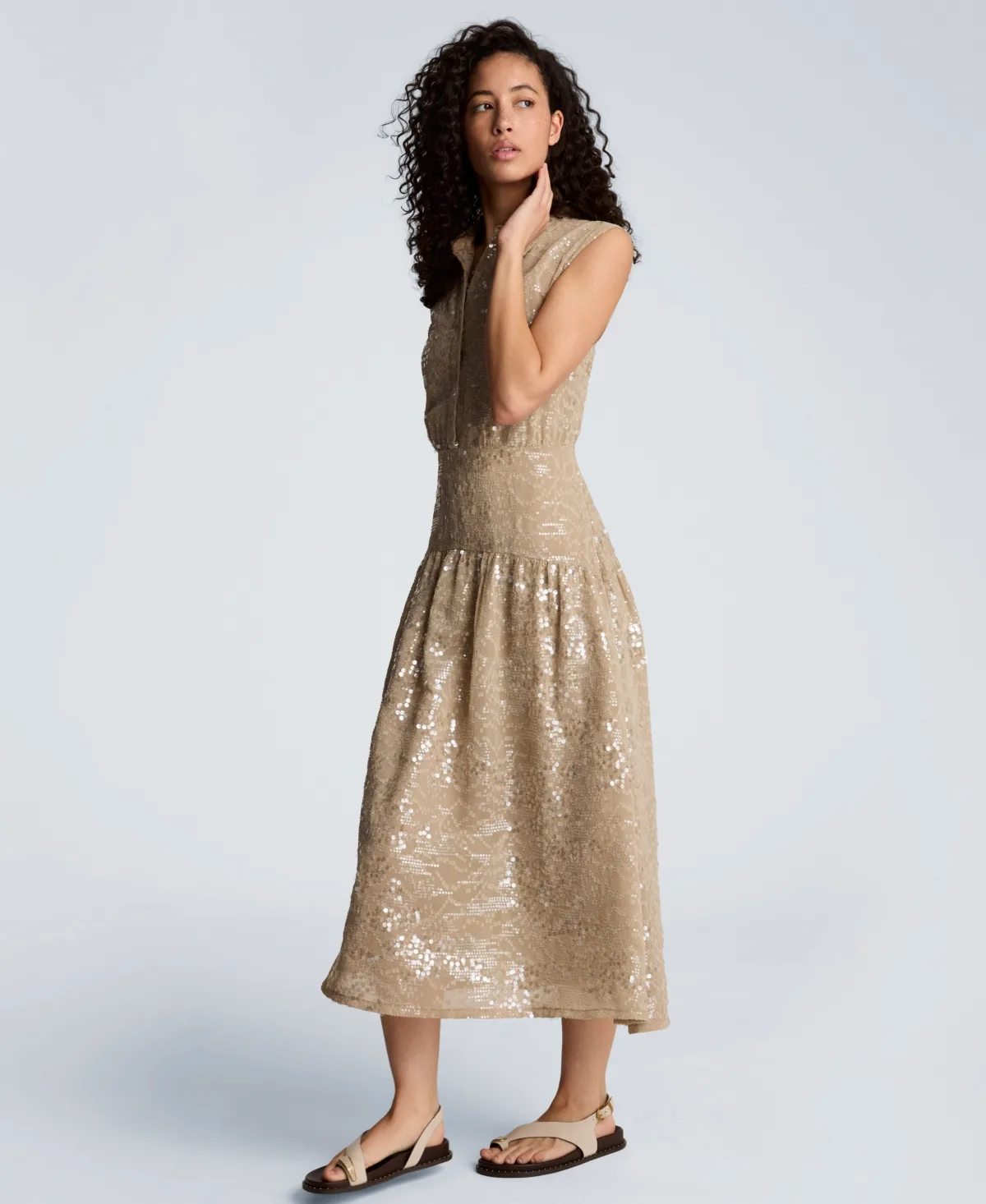 Curved Yoke Collared Dress by Kenneth Cole