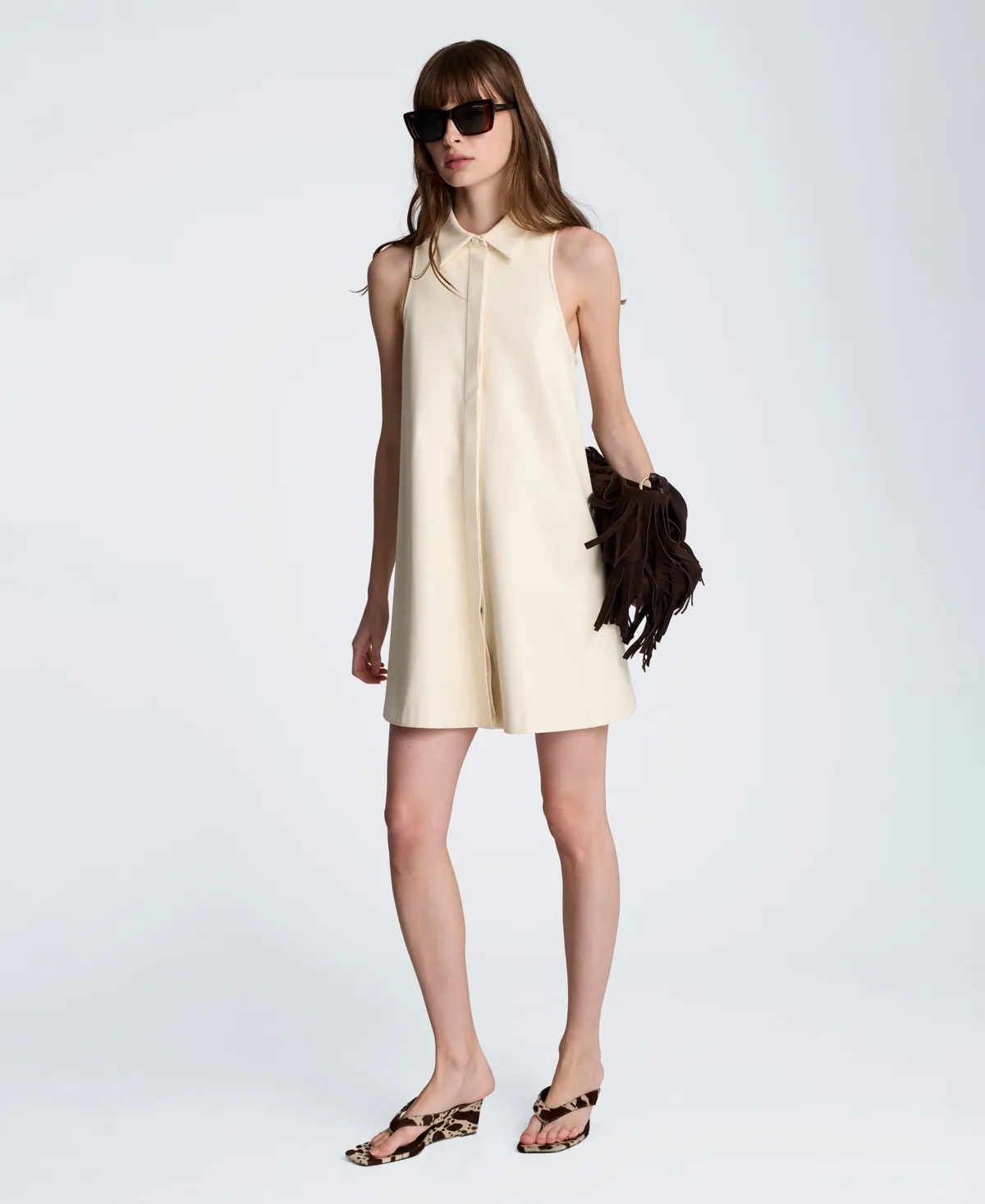 Halter Collared Shirt Swing Dress by Kenneth Cole