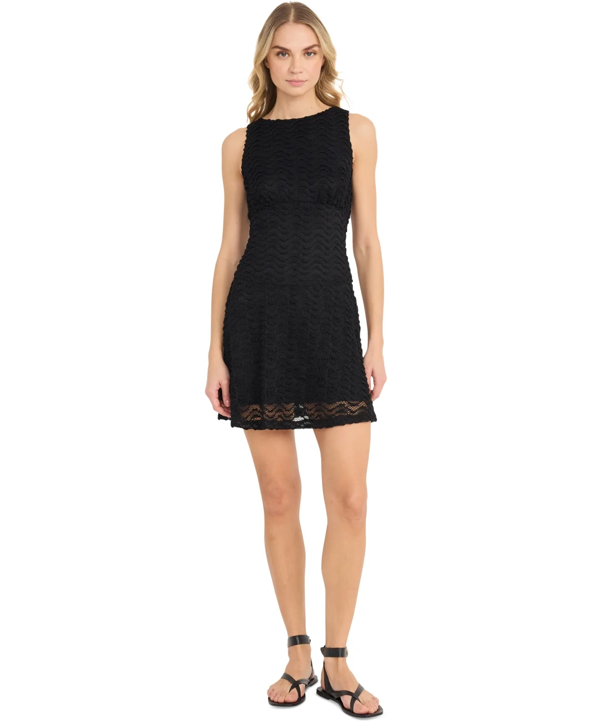 Crochet Empire-Waist Mini Dress by The Good Journey