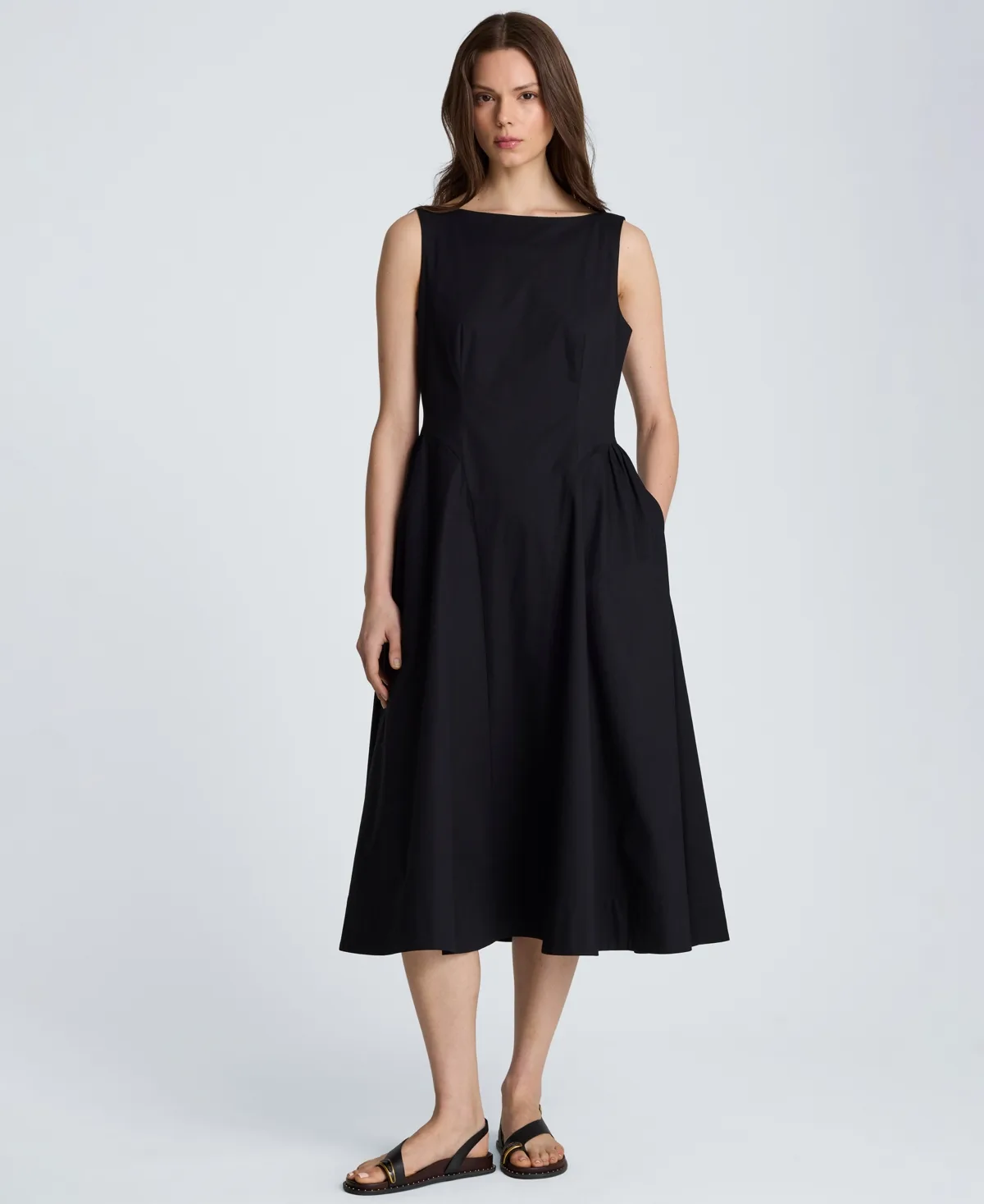 Sleeveless Boat Neck Midi Dress by Kenneth Cole