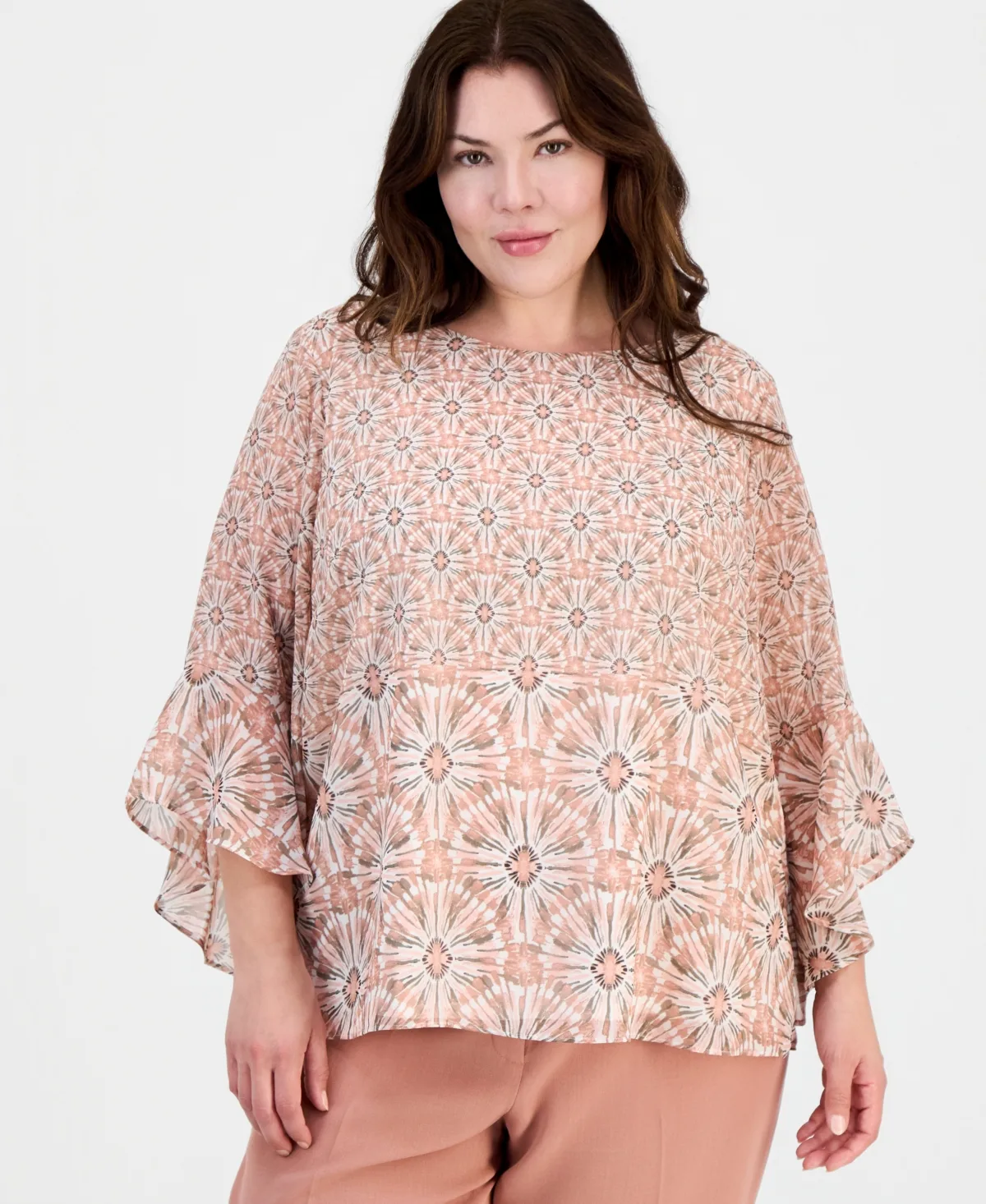 Printed 3/4-Sleeve Top by Kasper
