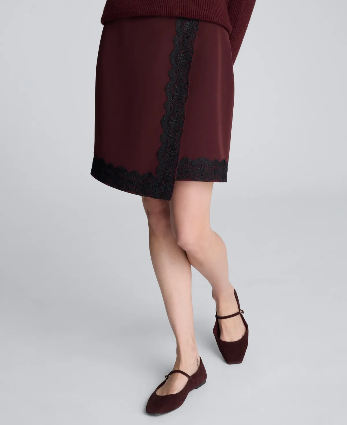 Lace Trim Asymmetric Wrap Skirt by Kenneth Cole