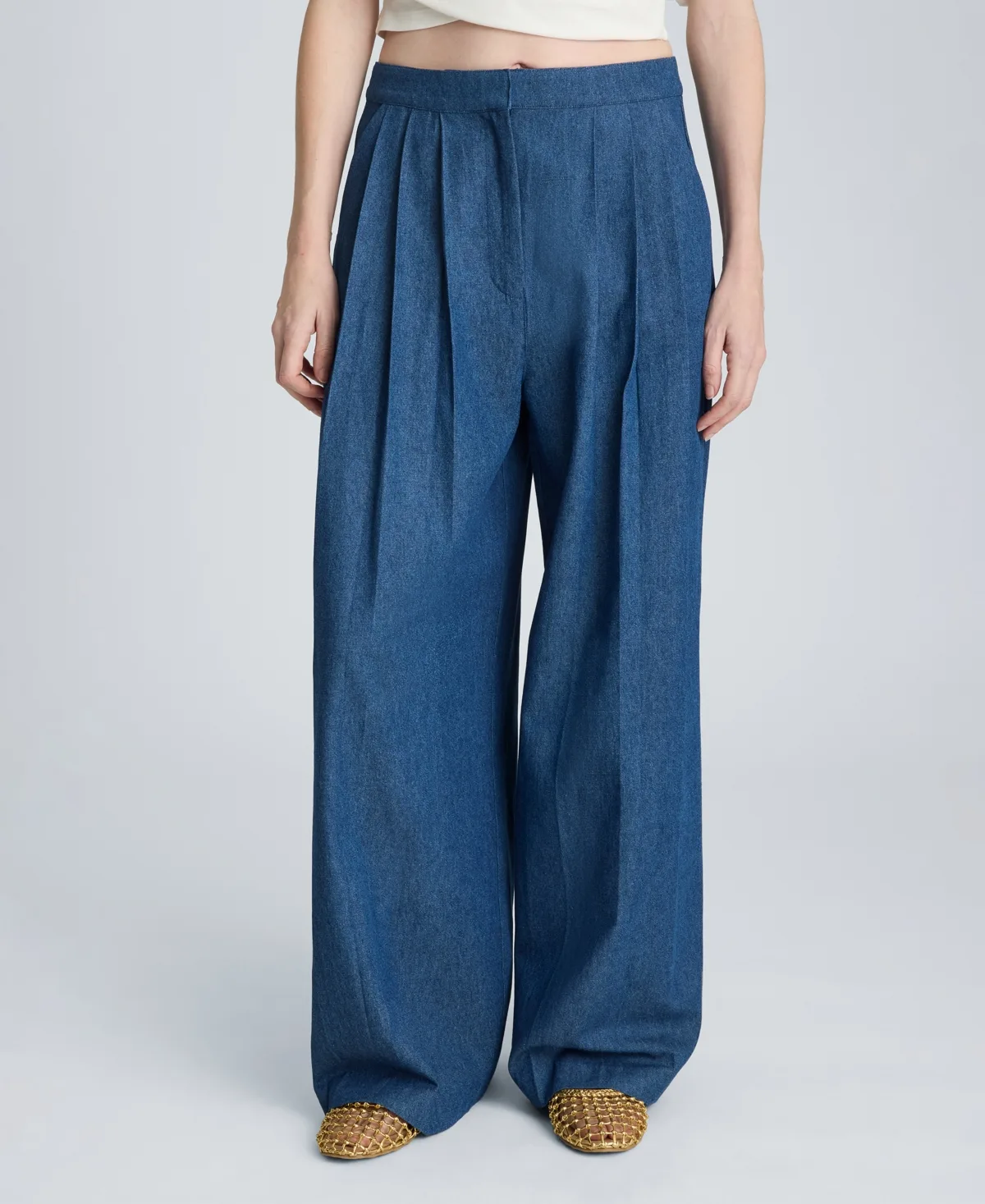 High-Rise Triple Pleated Wide-Leg Pants by Kenneth Cole