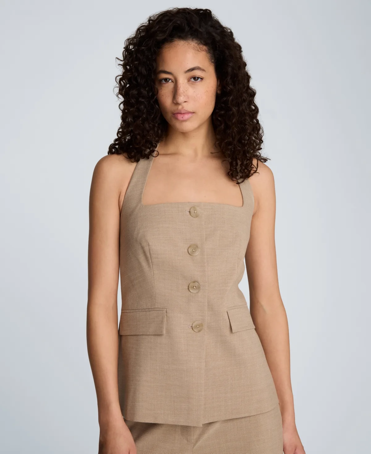 Four-Button Halter Neck Vest by Kenneth Cole