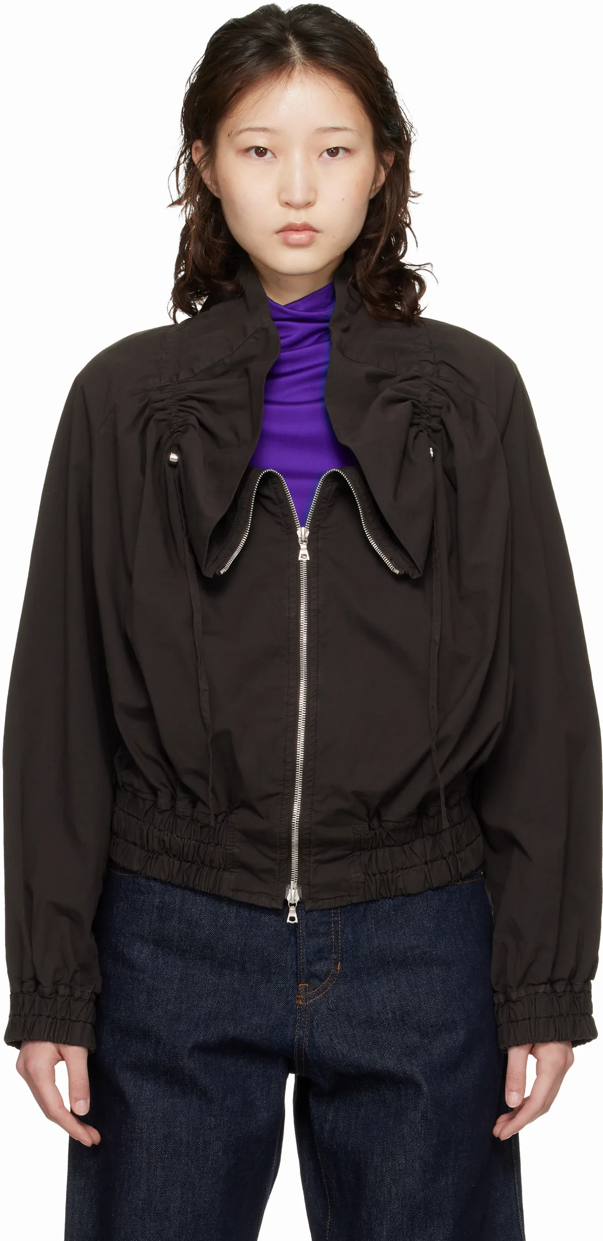 Brown Cocoon Bomber Jacket