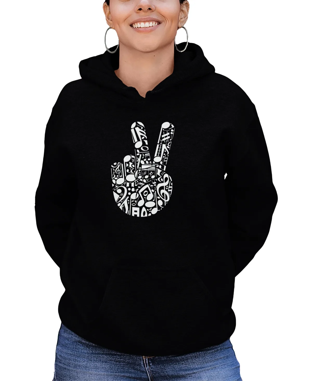 Peace Finger Notes Word Art Long Sleeve Sweatshirt by La Pop Art