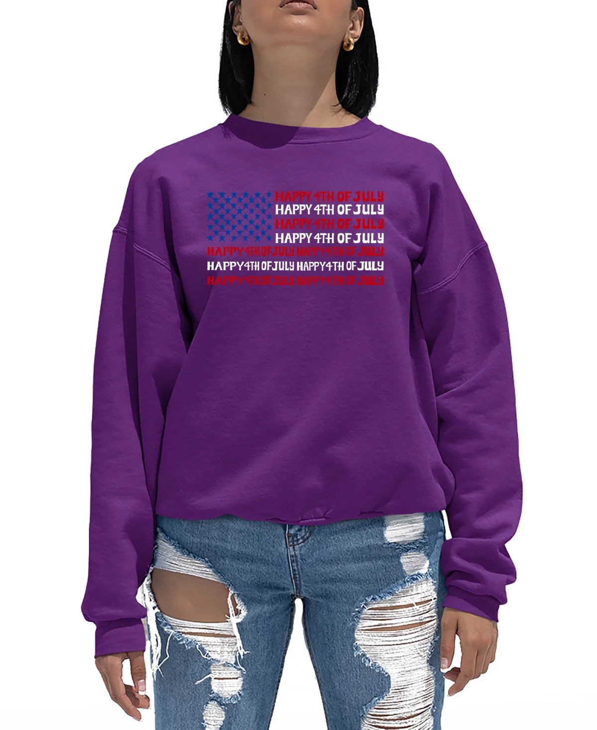 Happy 4th of July Word Art Crewneck Sweatshirt by La Pop Art