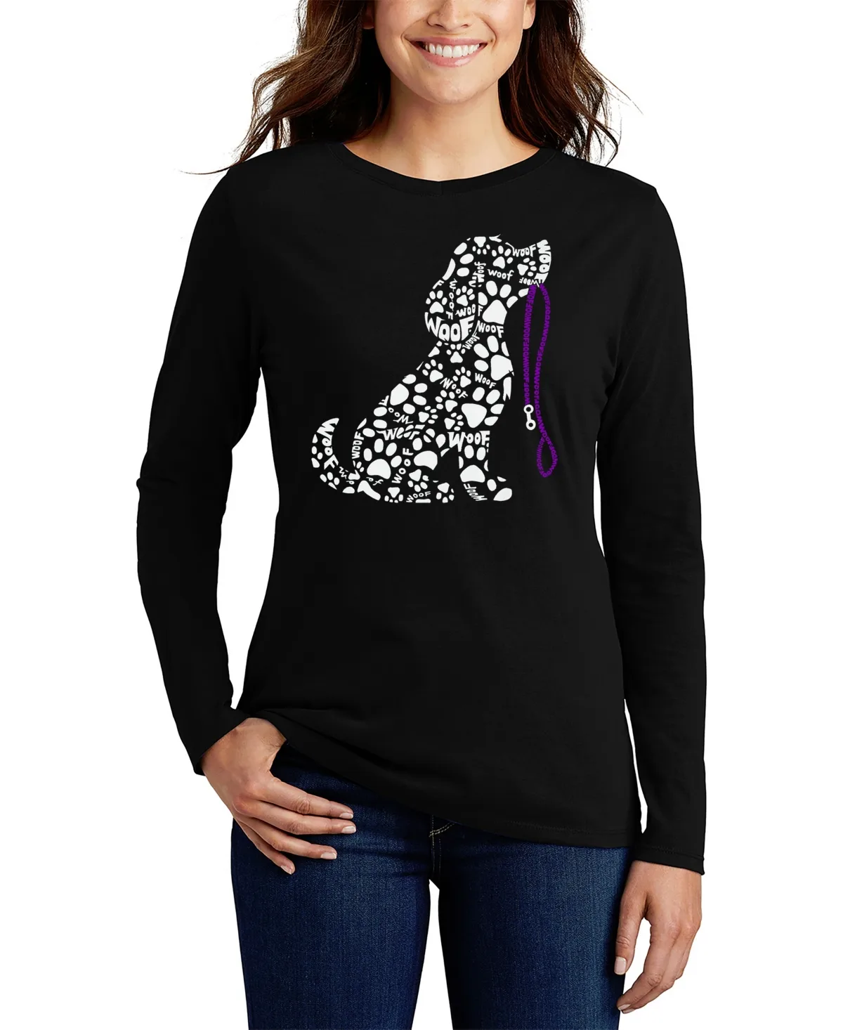 Dog Leash Word Art Flowy T-Shirt by La Pop Art