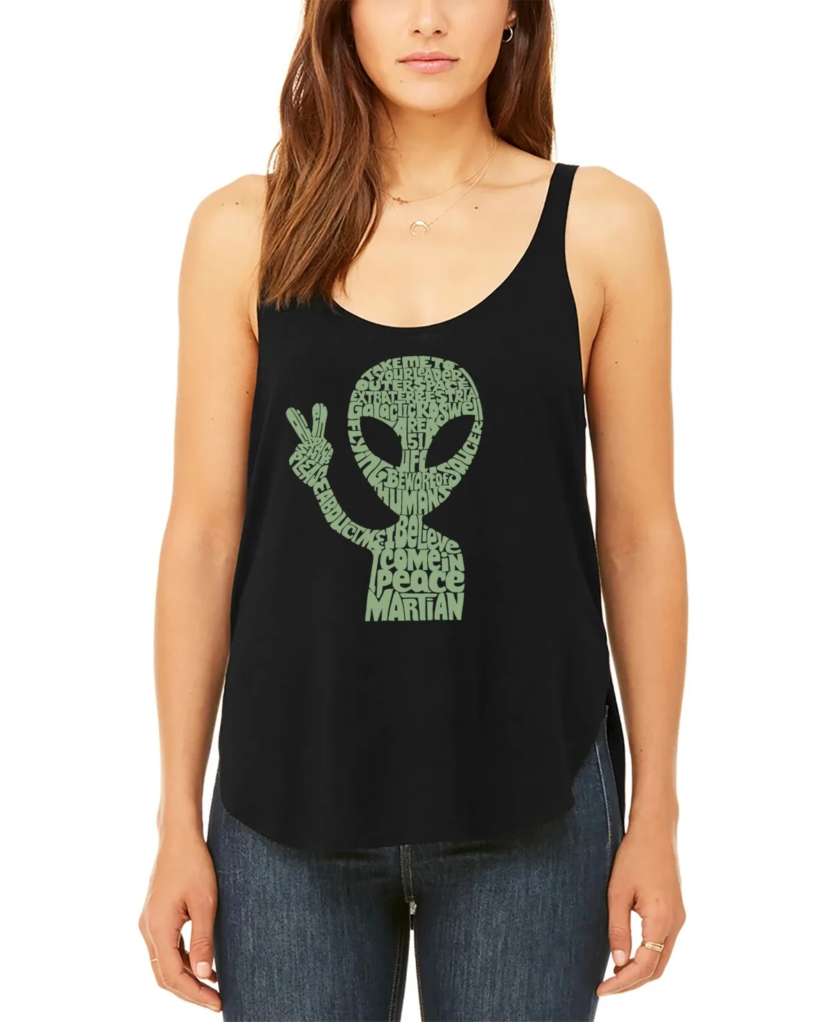 Peace Alien Premium Word Art Flowy Tank Top by La Pop Art