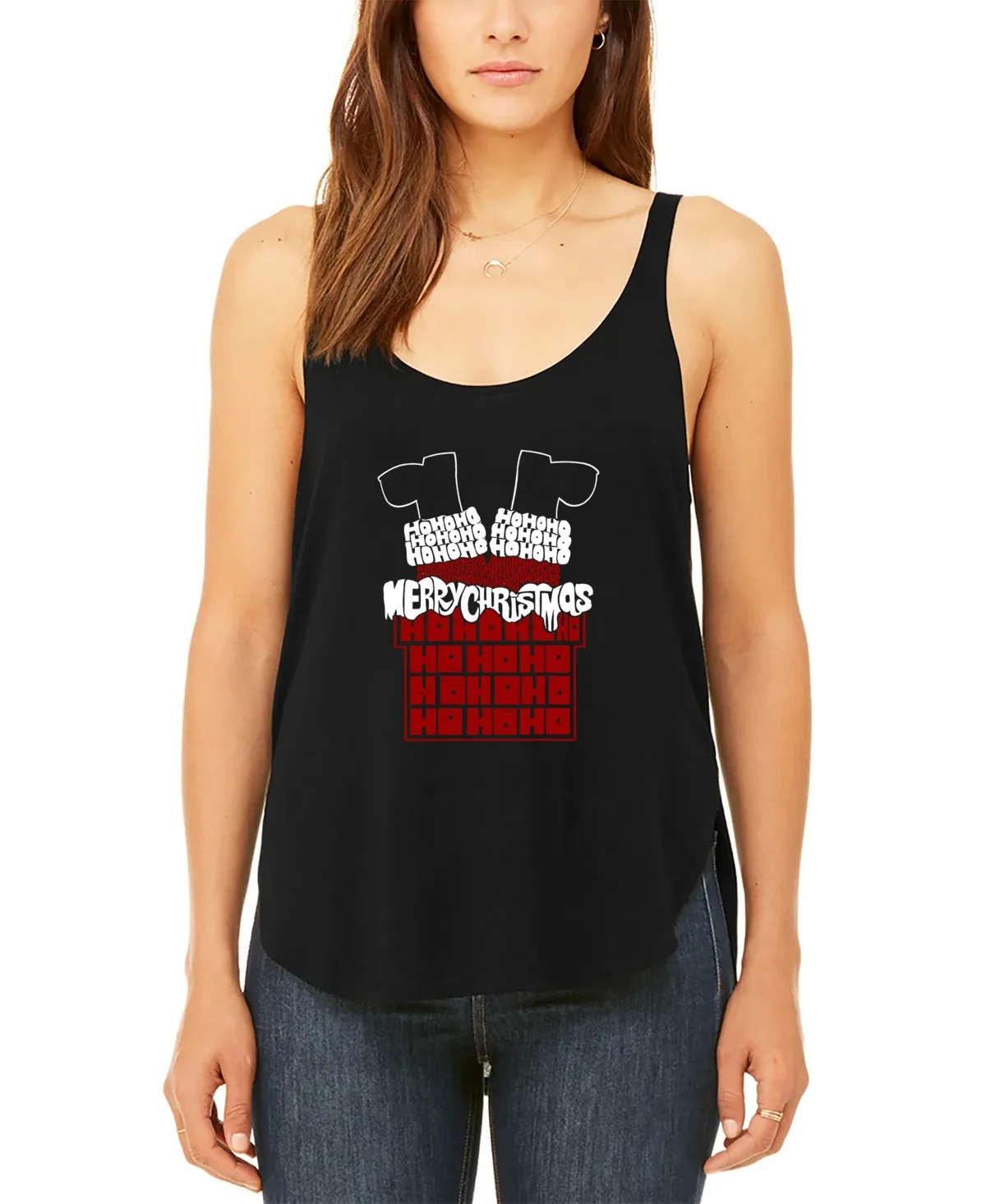 Chimney Santa Premium Word Art Flowy Tank Top by La Pop Art