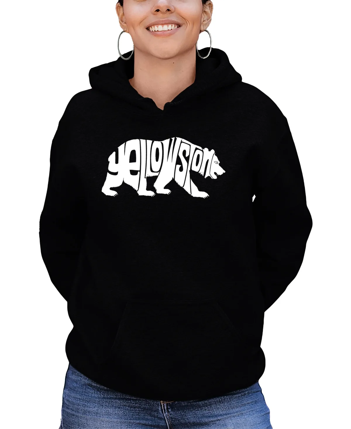 Yellowstone Bear Word Art Hooded Sweatshirt by La Pop Art