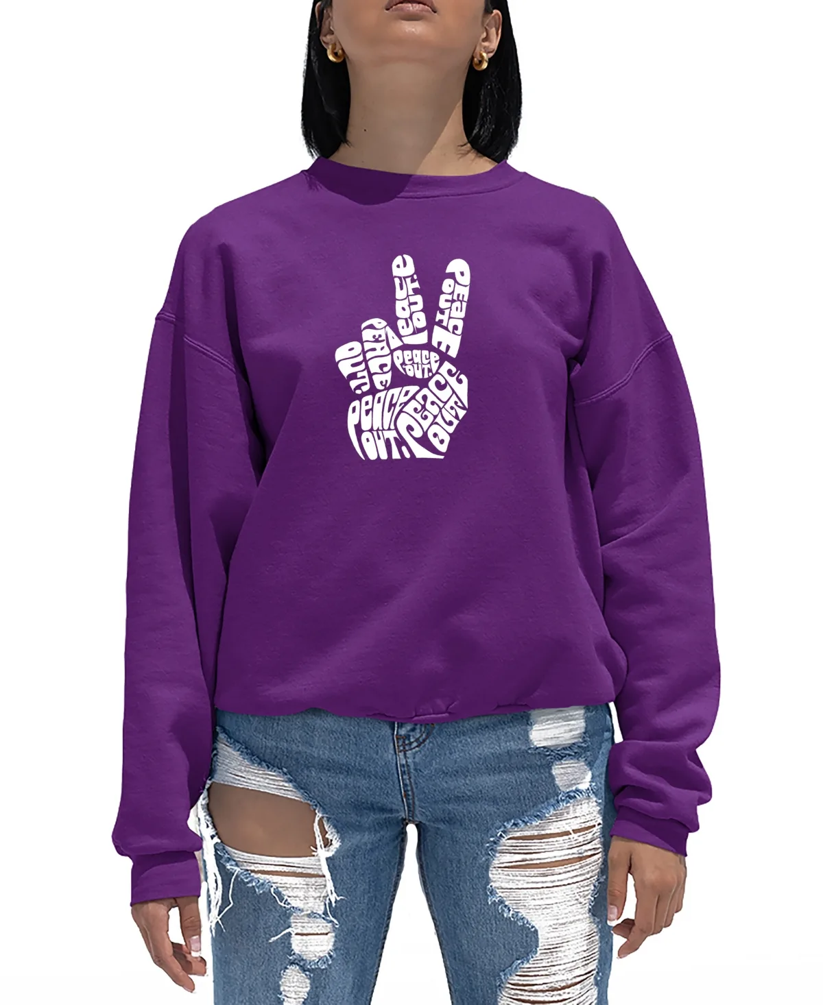 Crewneck Word Art Peace Out Sweatshirt Top by La Pop Art