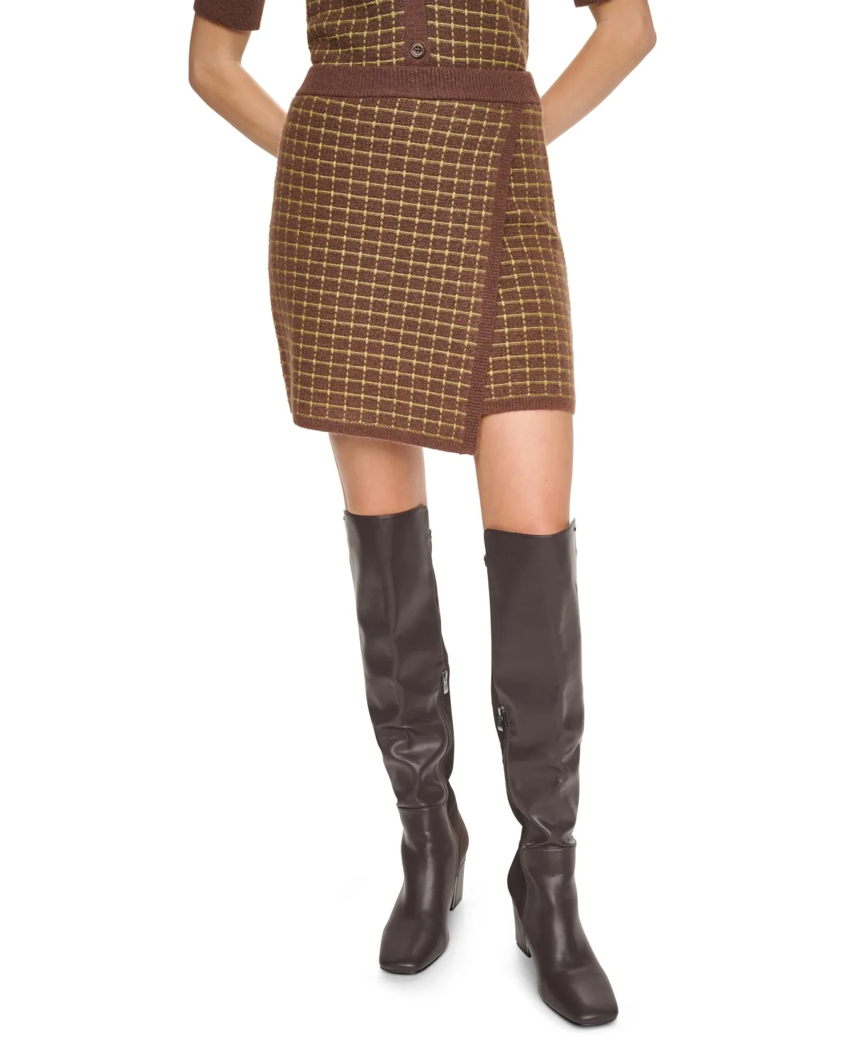 Window Pane Plaid Pull-On Mini Skirt by Dkny Jeans